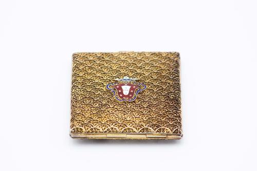 Gilded Silver Cigarette Case in Filigree Mesh