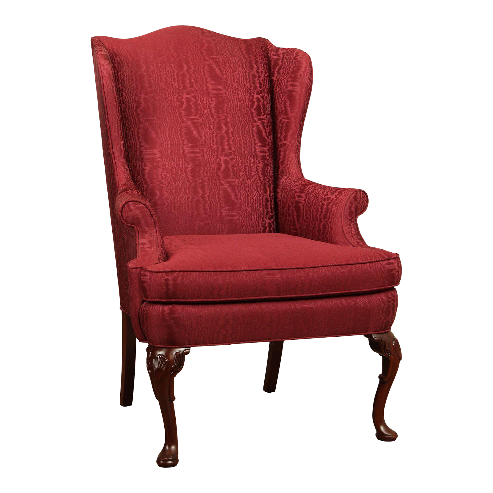 Sherrill Queen Anne Style Mahogany Wing Chair Chairish