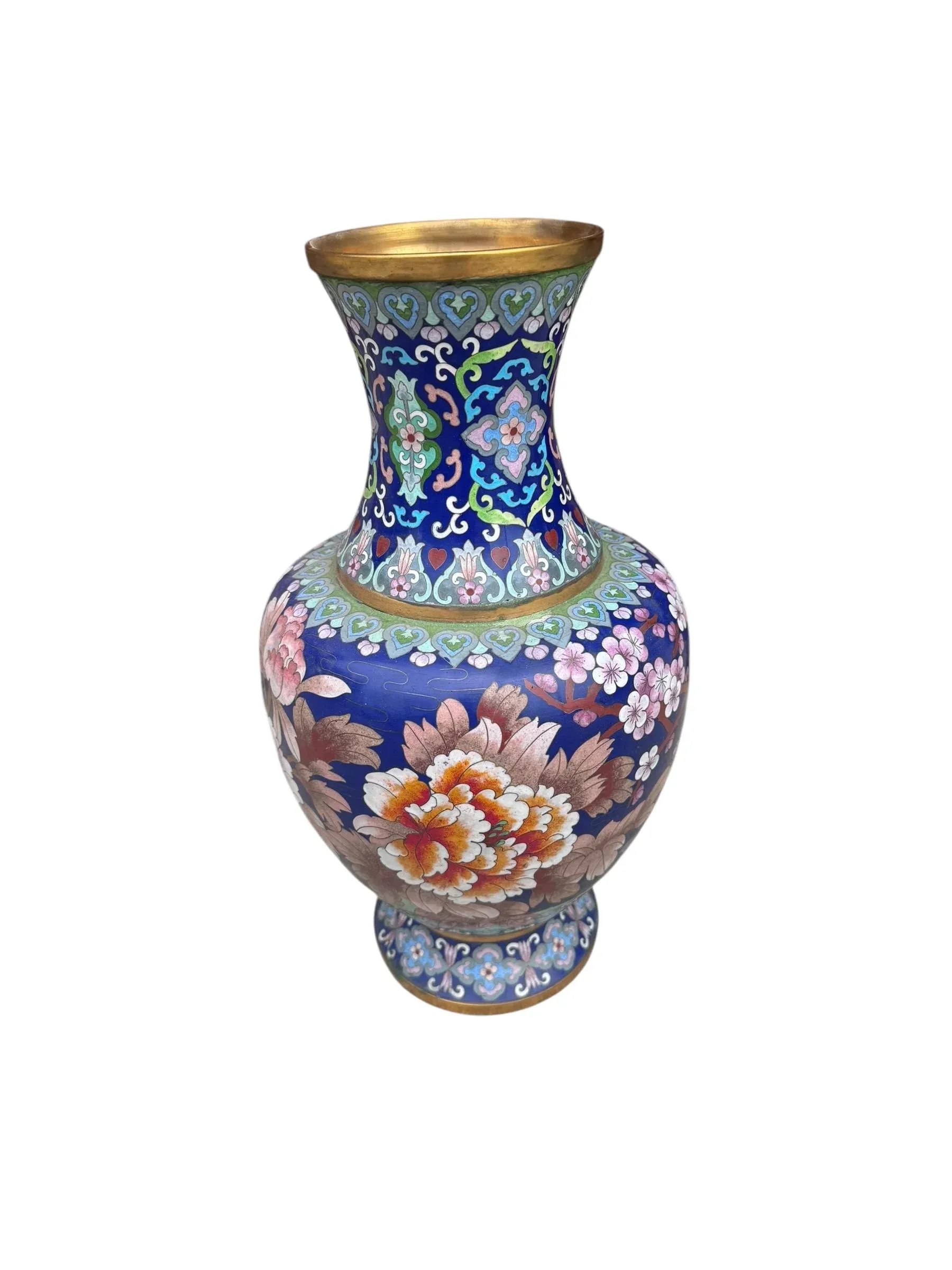 Vintage Chinese Cloisonné Floral Design Vase | Chairish