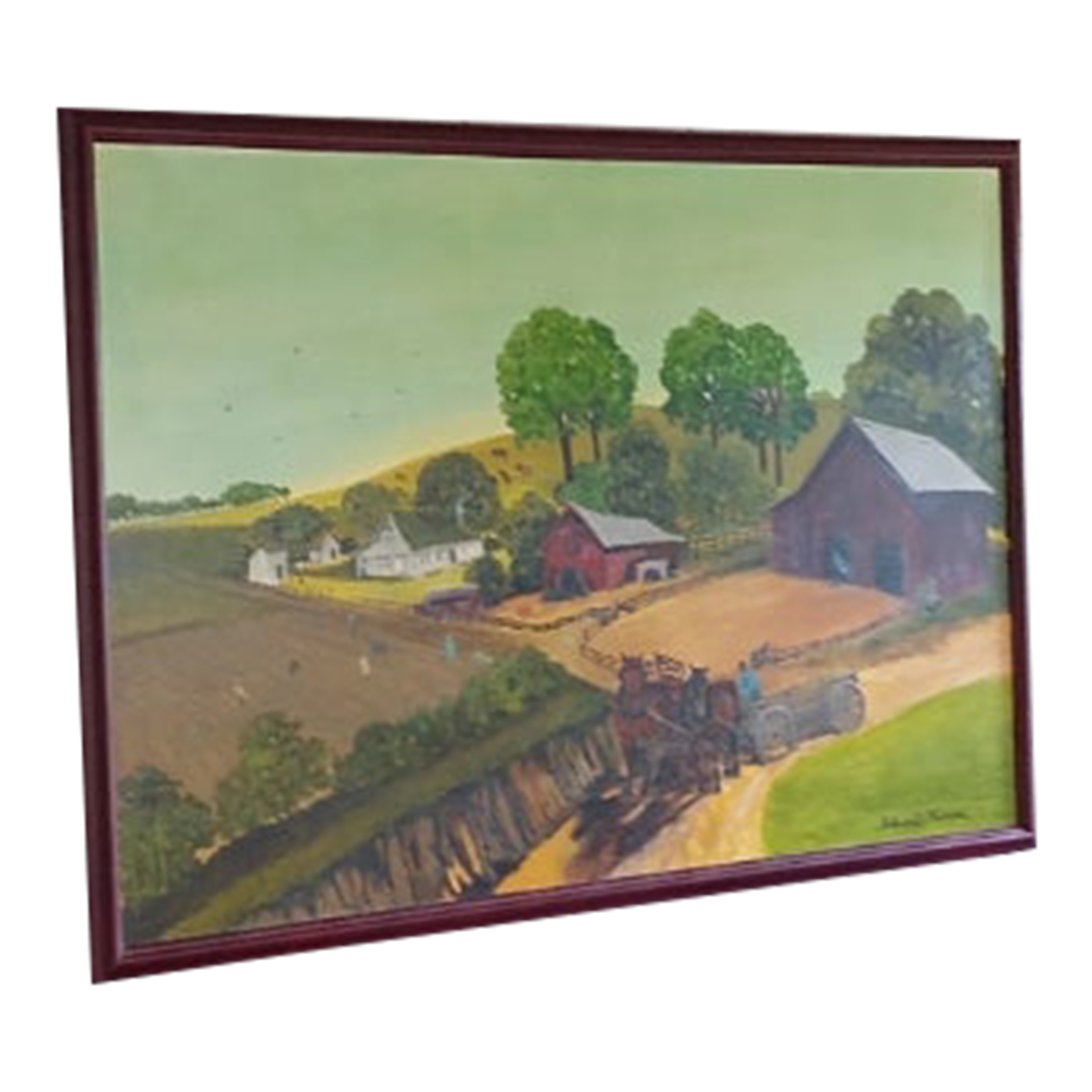 1990s Helen LaFrance Rural Kentucky Landscape Painting, Framed Chairish
