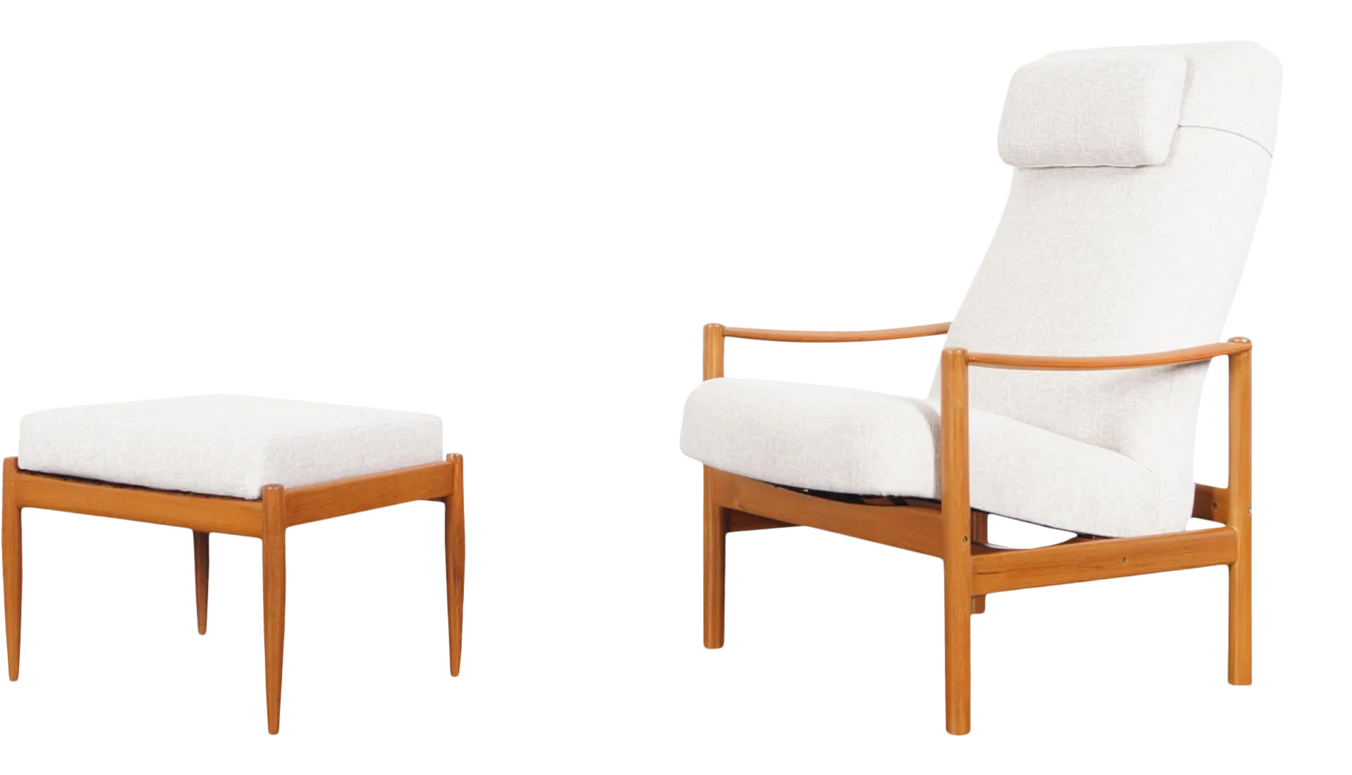 Danish Modern Teak Reclining Lounge Chair and Ottoman a Pair Chairish