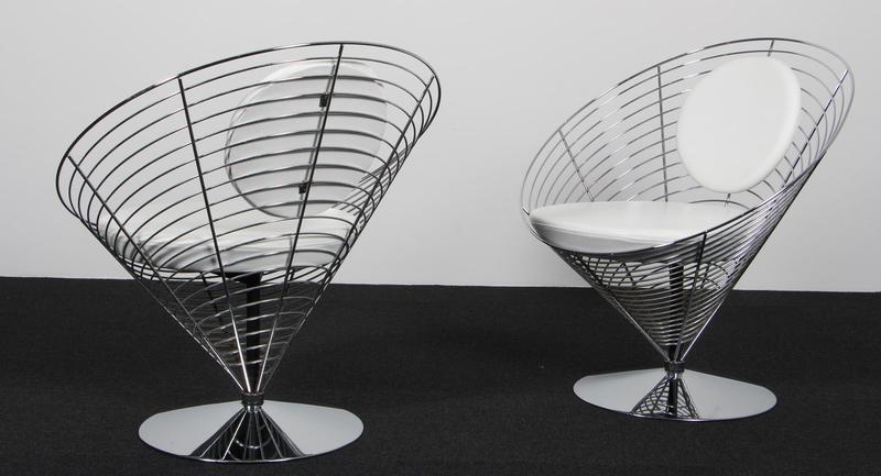 Vintage Wire Cone Chairs by Verner Panton, 1970s, Set of 2