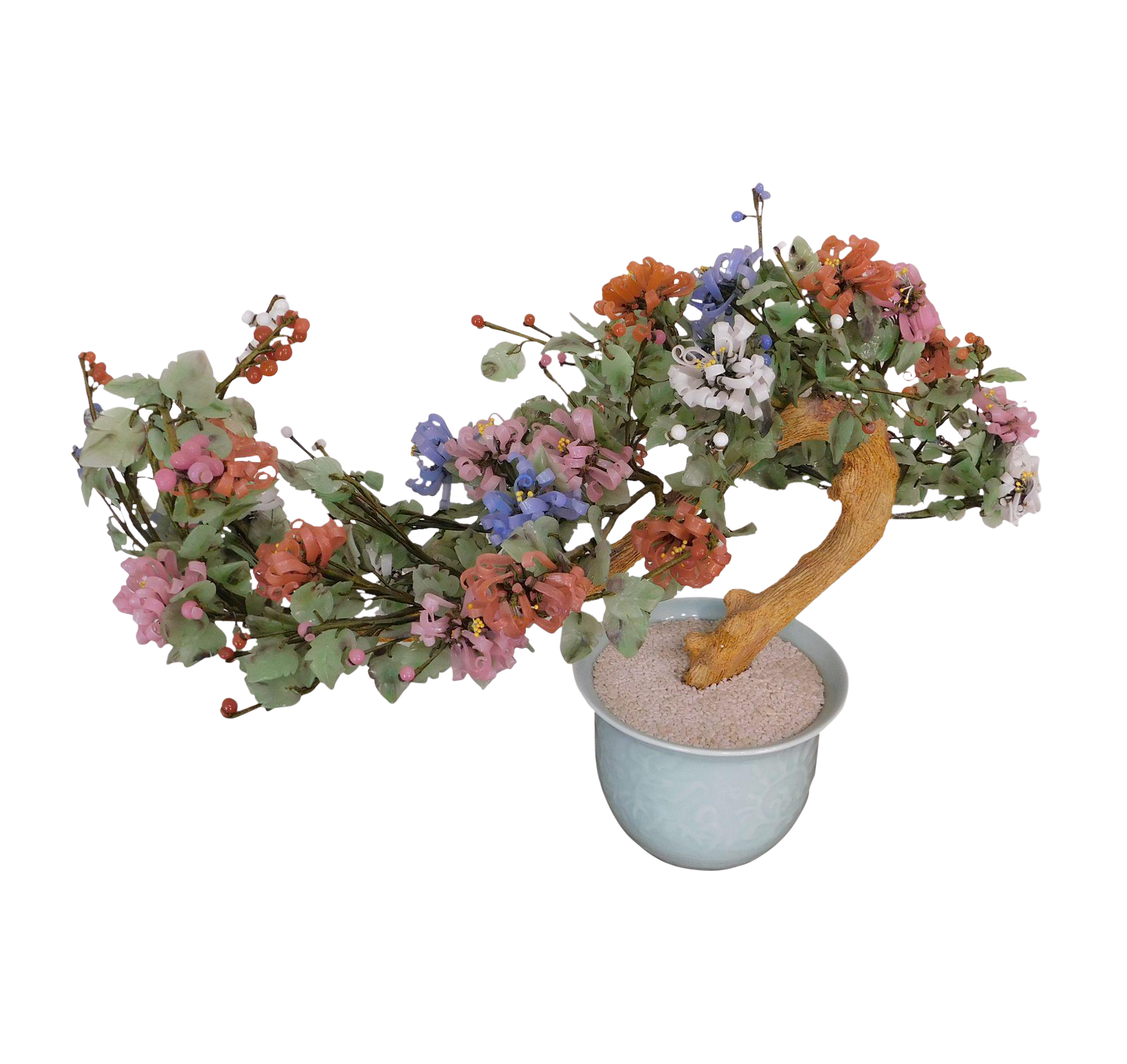 Chinese Glass And Wood Faux Bonsai Tree In White Celadon Pot Chairish