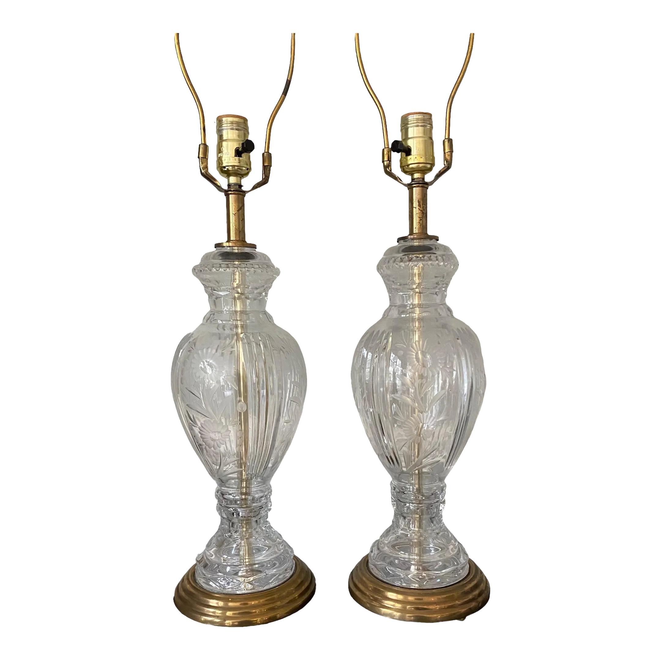 Vintage Cut and Etched Crystal Table Lamps, a Pair Chairish