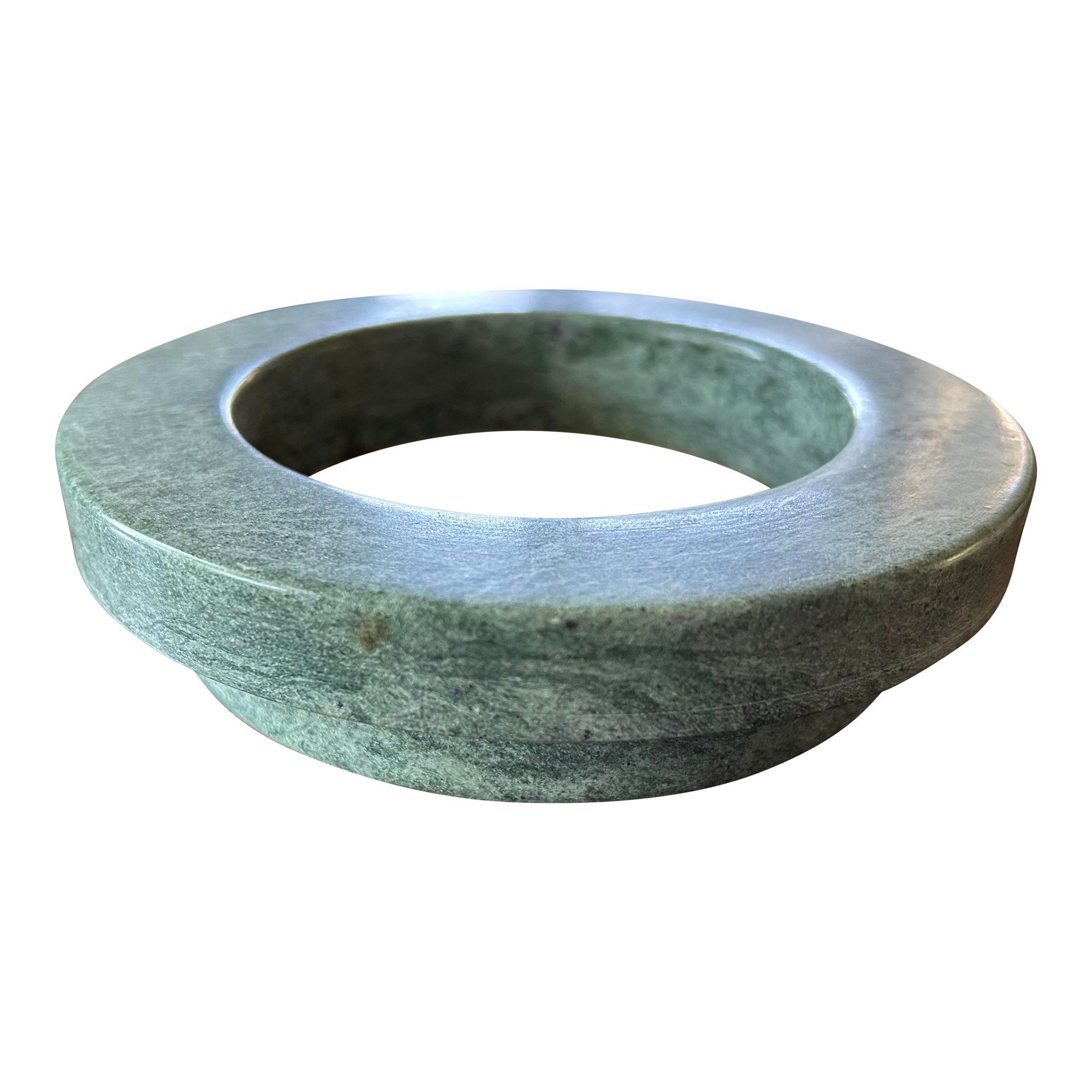 1980\'s Modern Circular Green Marble Wine Bottle Coaster