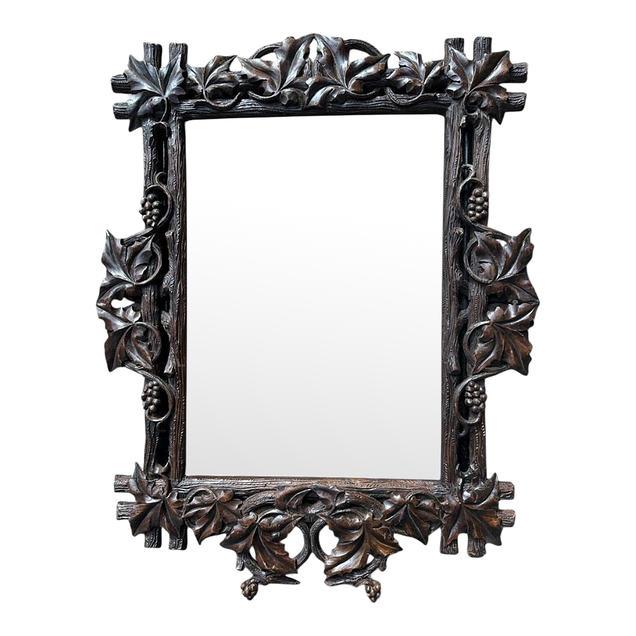 1900s Black Forest Wood Carved Frame