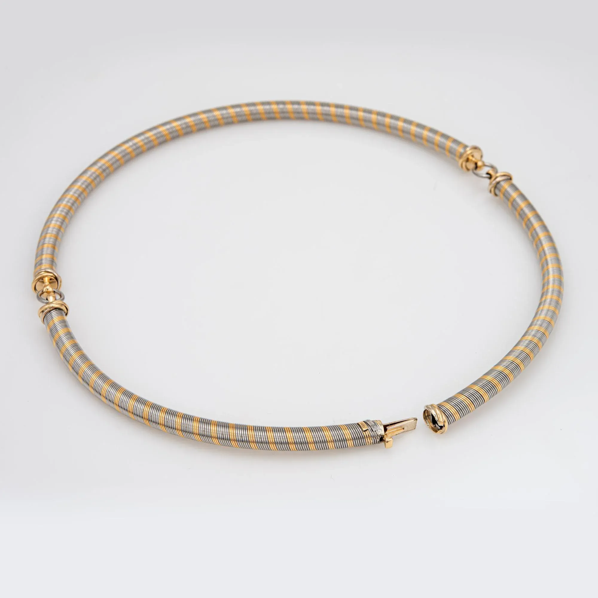 1980s Cartier Choker Trinity Stainless Steel 18k Yellow Gold