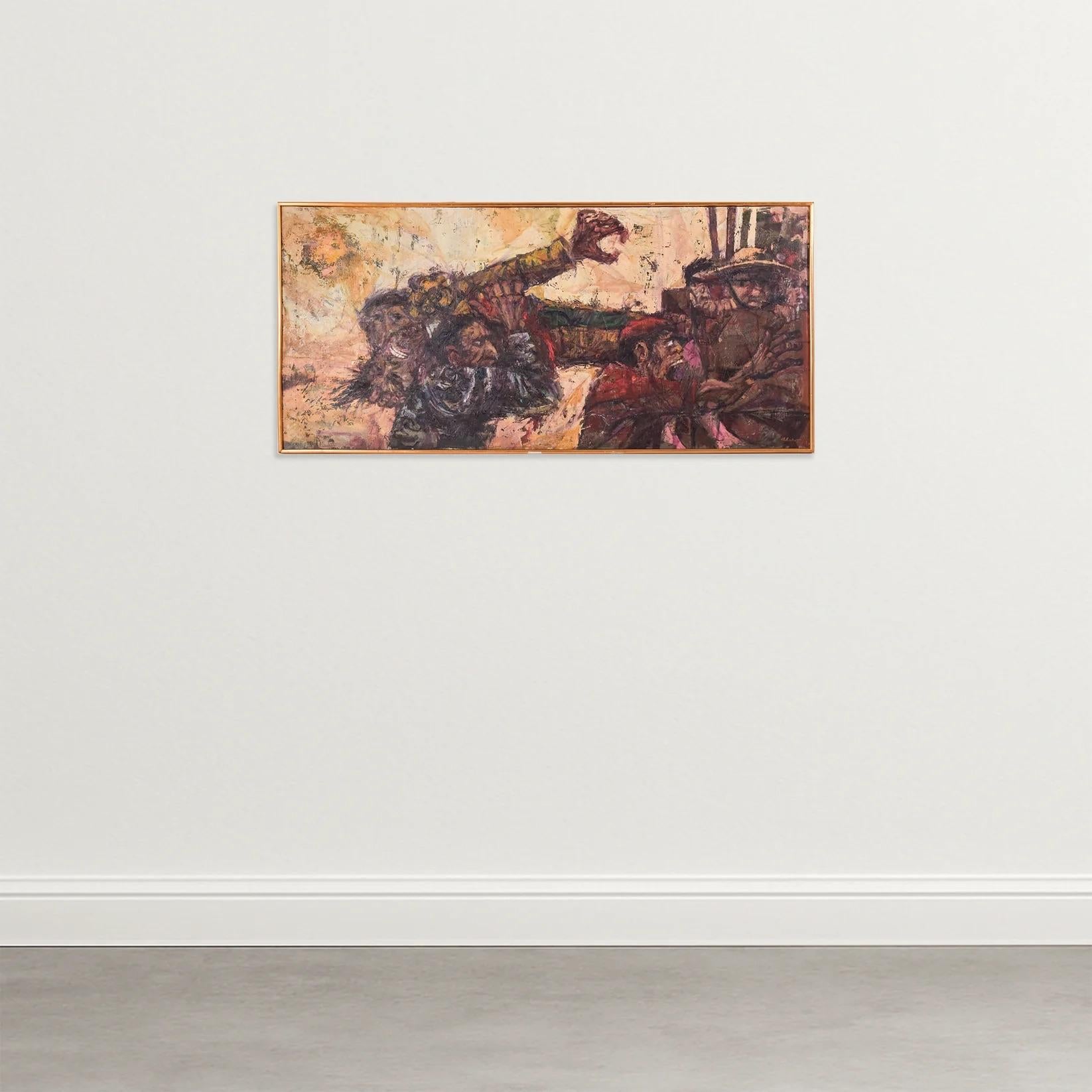 Alvaro, Battle Scene, 1960s, Oil on Canvas, Framed