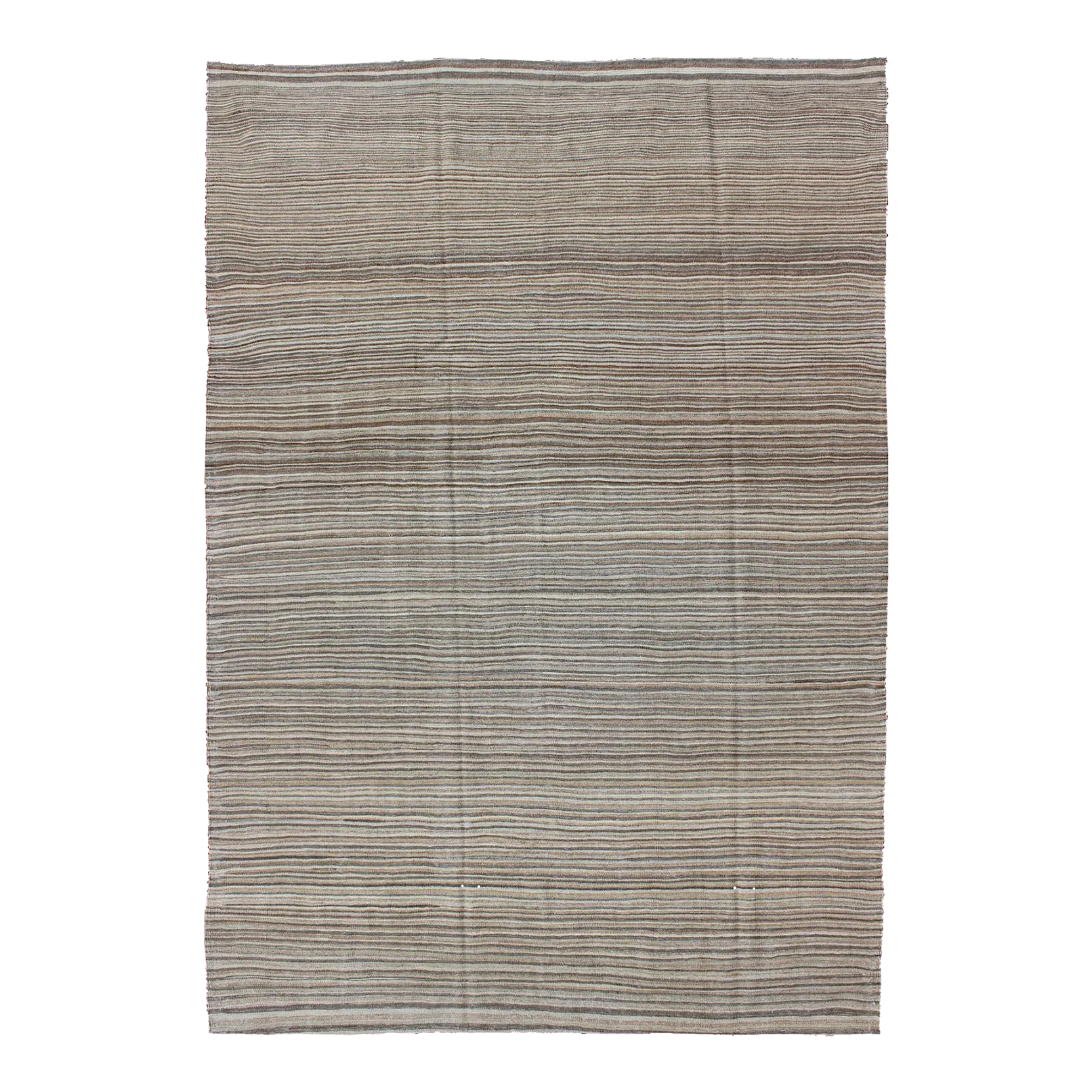 Keivan Woven Arts Modern Kilim With Solid Design in Variation of Gray Tones