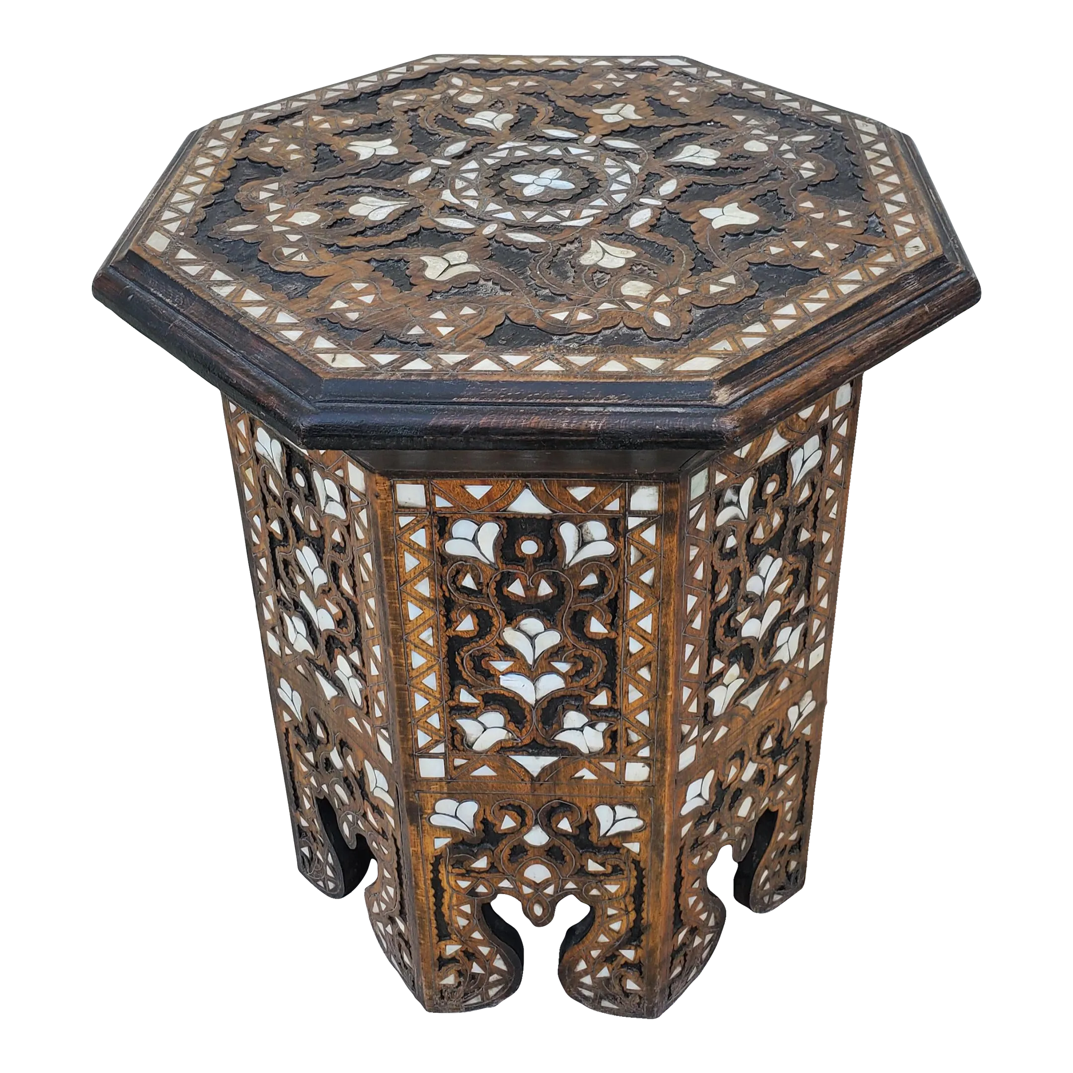 可愛いクリスマスツリーやギフトが！ Moroccan Chairish | Table Side Wooden Mother-Of-Pearl Octagonal デュエルマスターズ