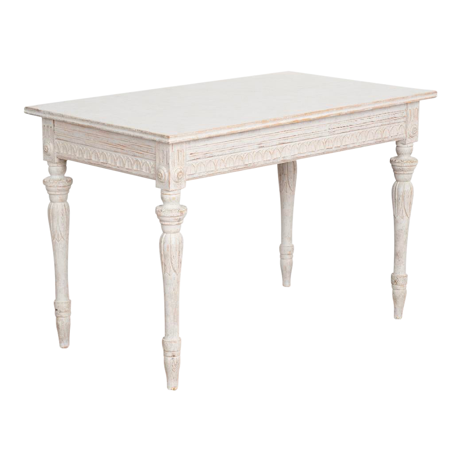 Antique Gustavian White Painted Side Table Small Writing Table, Sweden