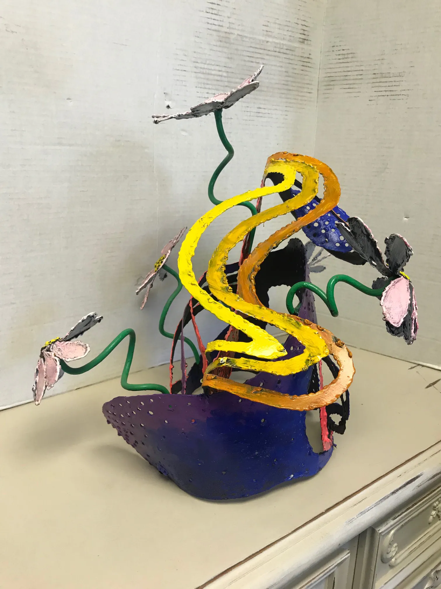 2002 Floral Still Life Metal Sculpture by Louis Cogley