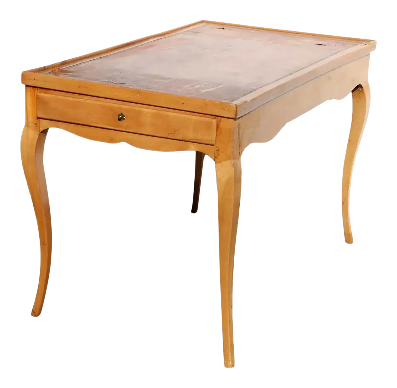 Small French Pearwood Leather Top Side Table / Writing Desk Chairish