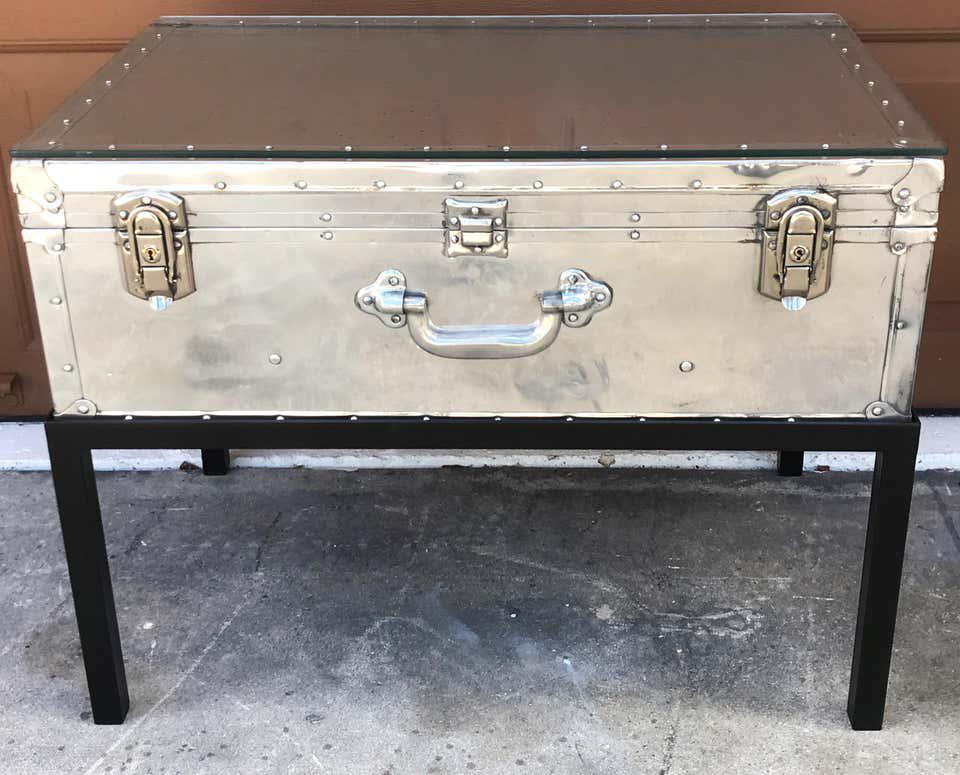 Early 20th Century Japanese Post War Aluminum Riveted Trunk
