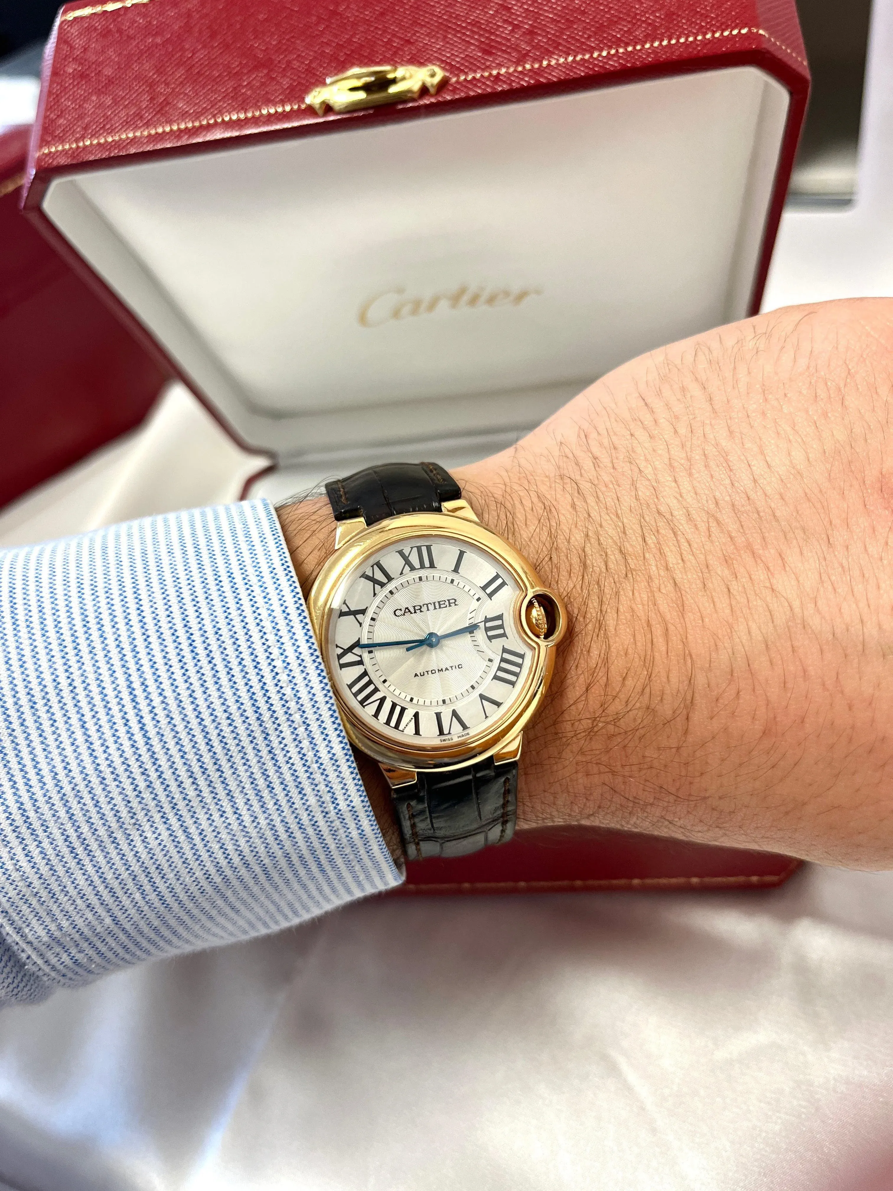 Cartier Ballon Bleu 36mm Strap Leather Original Cartier Ballon