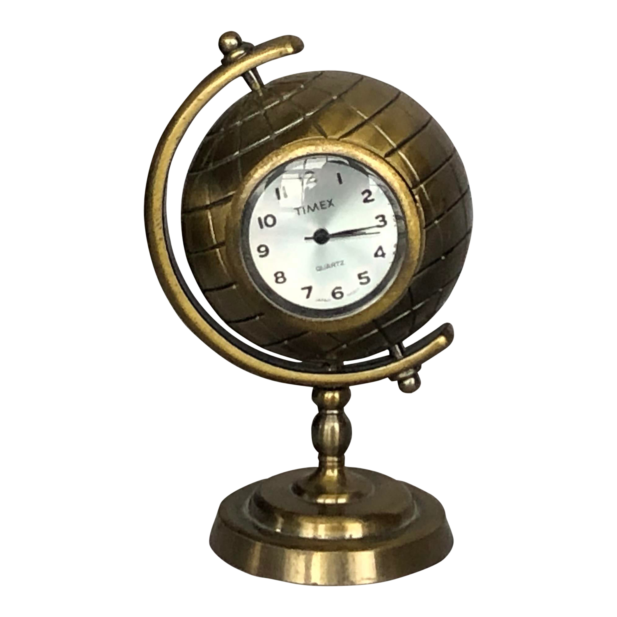 Vintage Brass World Globe Desk Quartz Clock Chairish