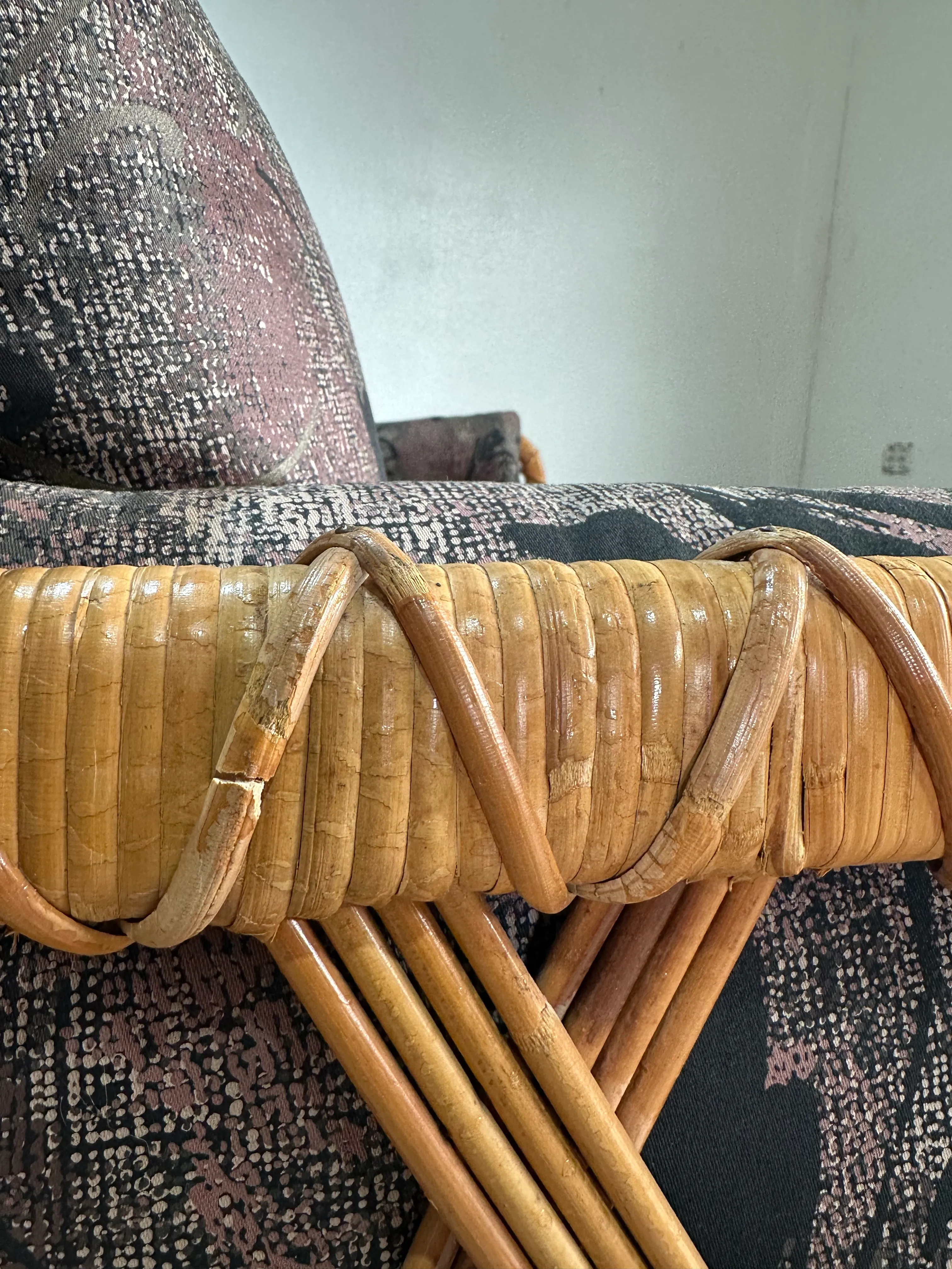 1970s Danny Ho Fong for Tropi-Cal Basket Weave Rattan Sofa | Chairish