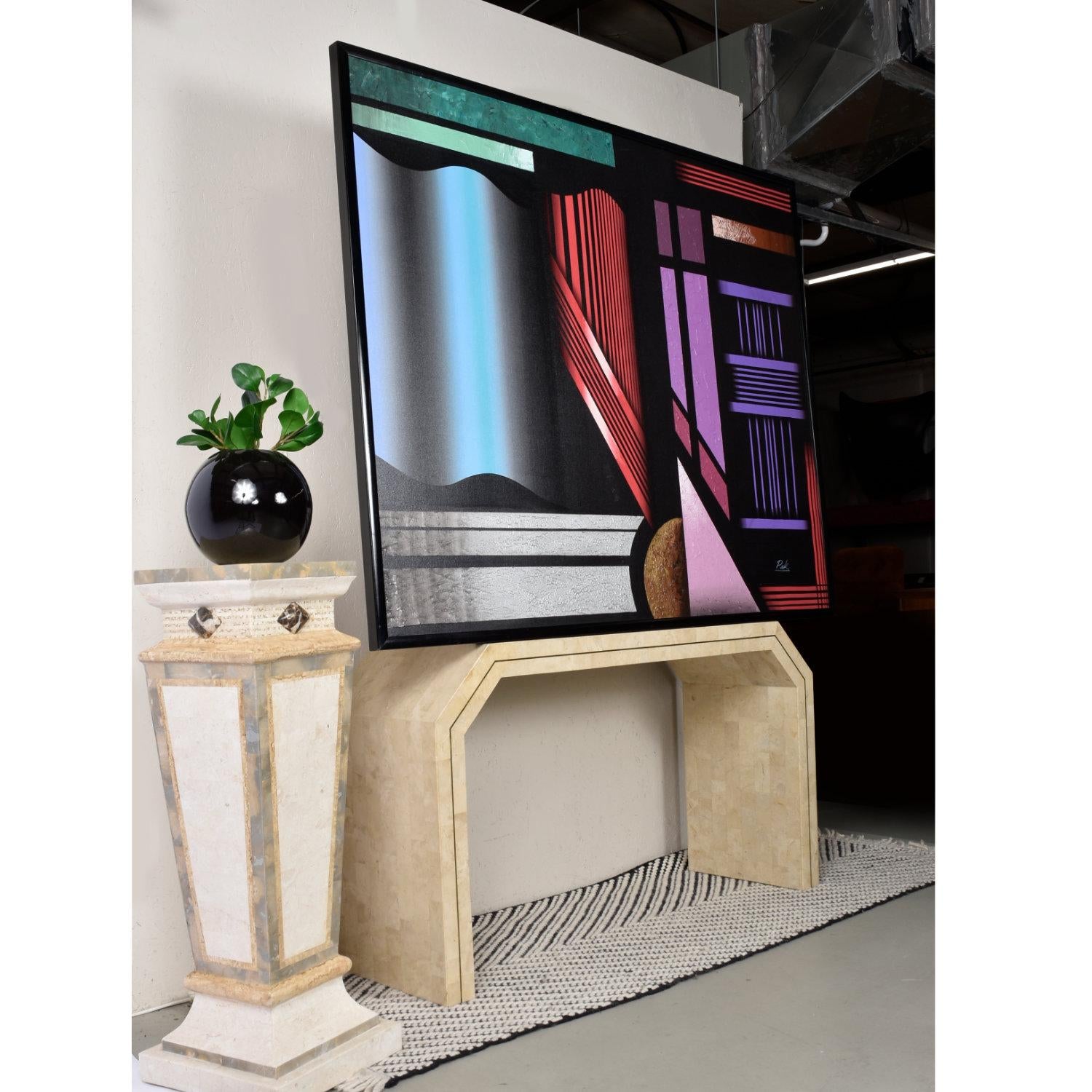 アート・デザイン・音楽 From Matt Black to Memphis 1980s Large Black and Jewel-Tone Art Deco Geometric Memphis