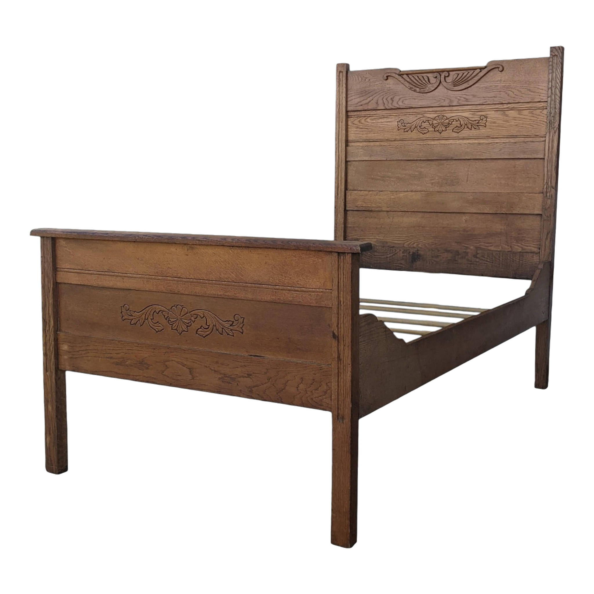 Antique Turn of the Century Victorian Bedframe in Oak Chairish