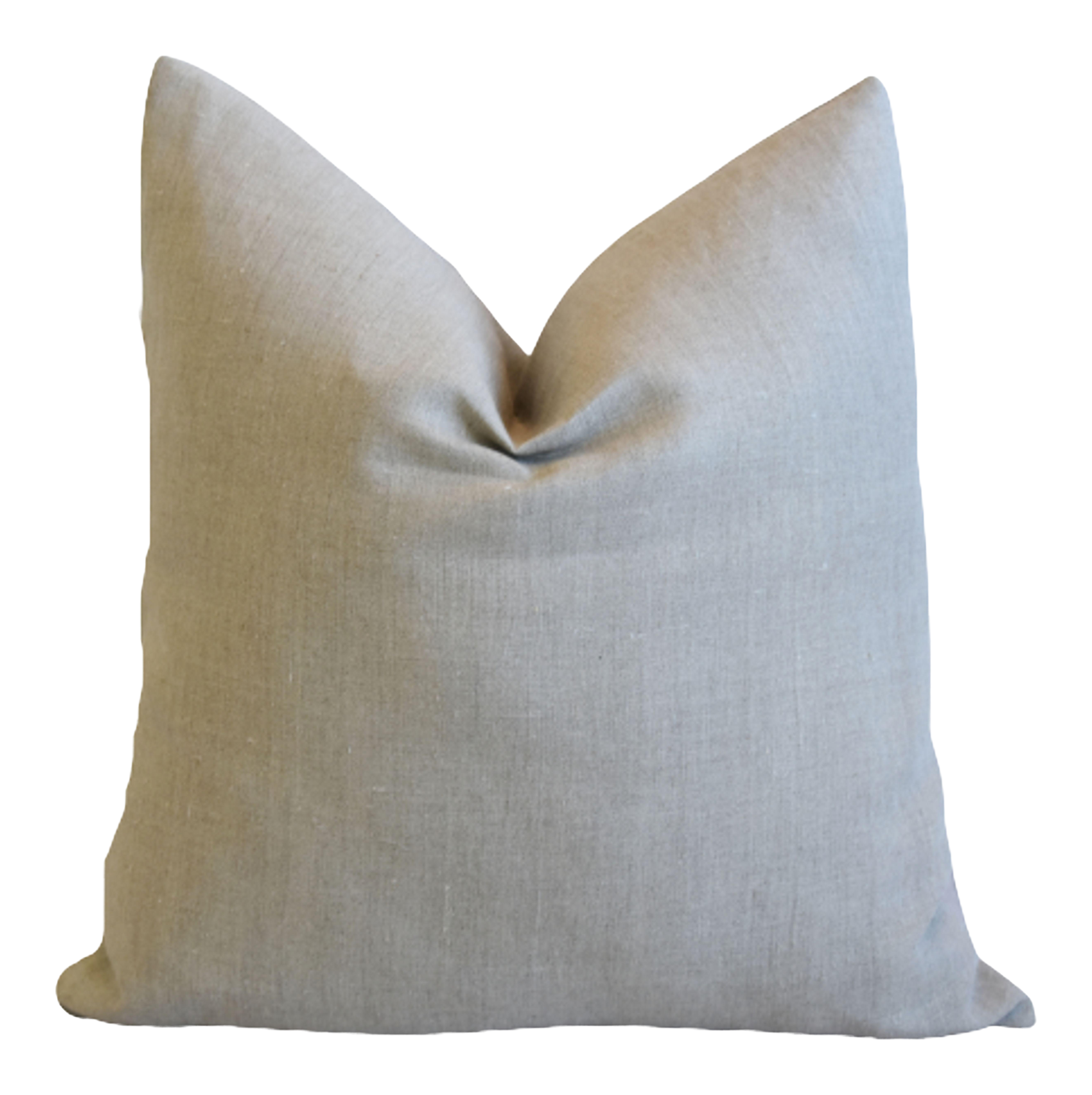 Belgian Taupe Neutral Linen Feather Down Pillow 24