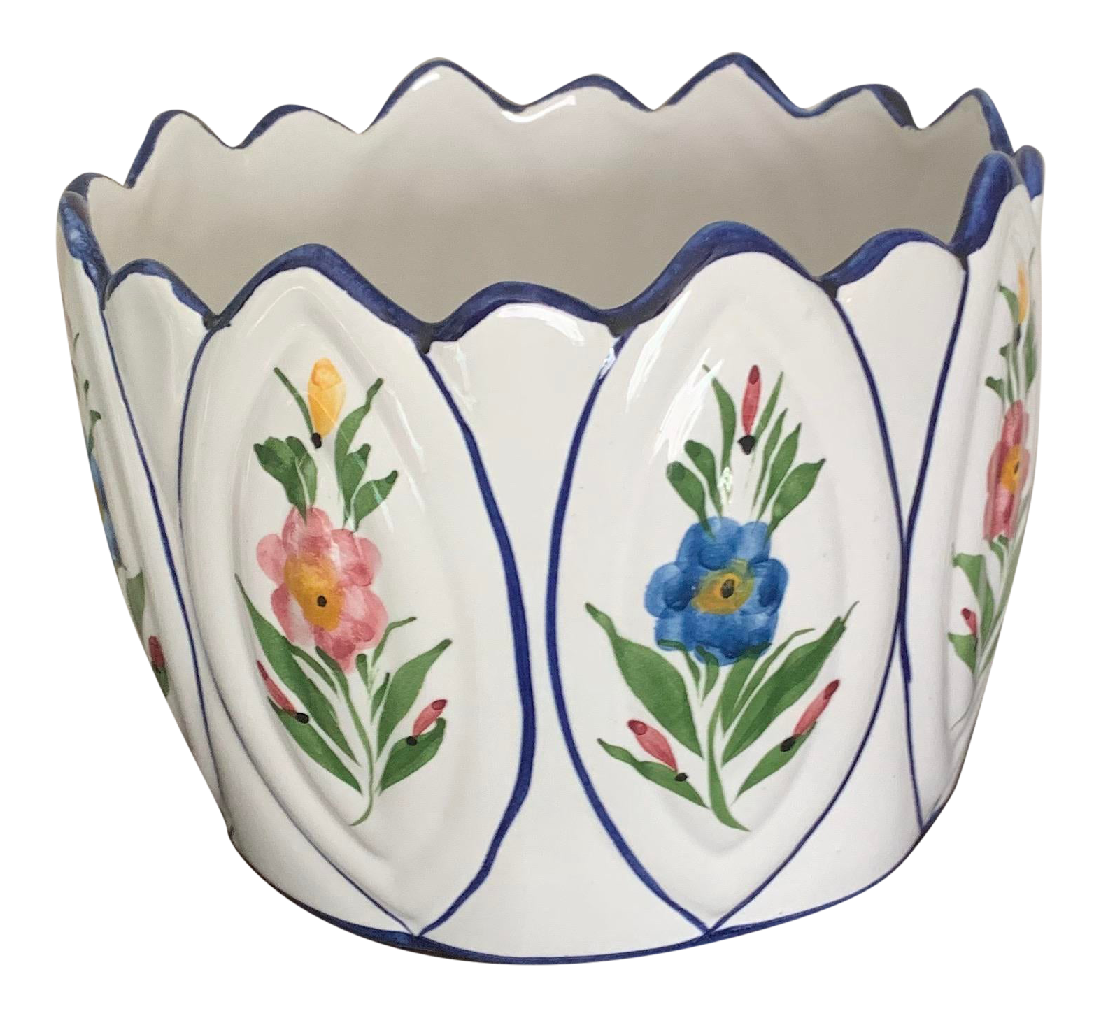 Vintage Portuguese Hand Painted Ceramic Flower Pot Chairish