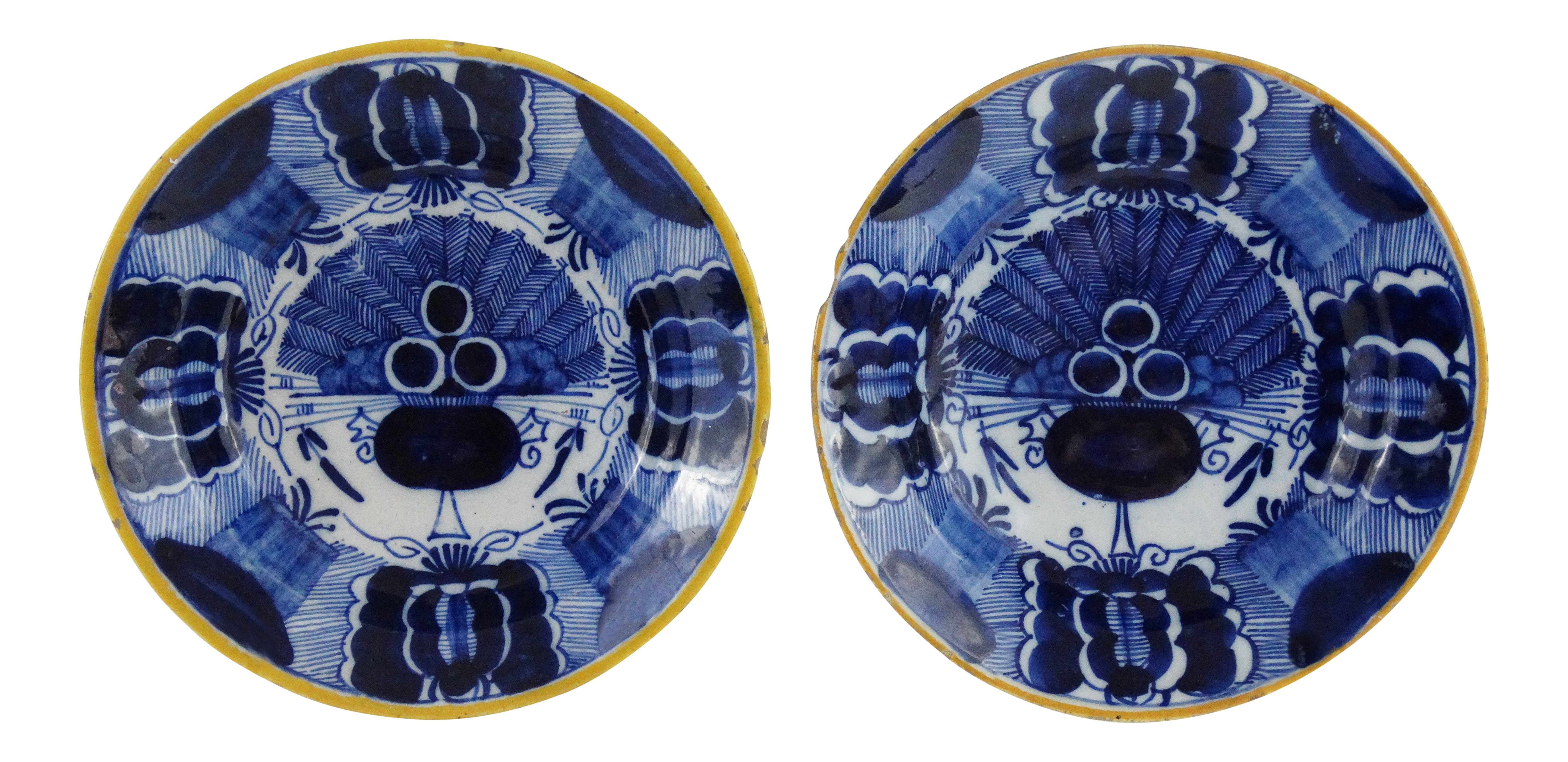 Pair Antique Dutch Delft Peacock Design Plates Chairish