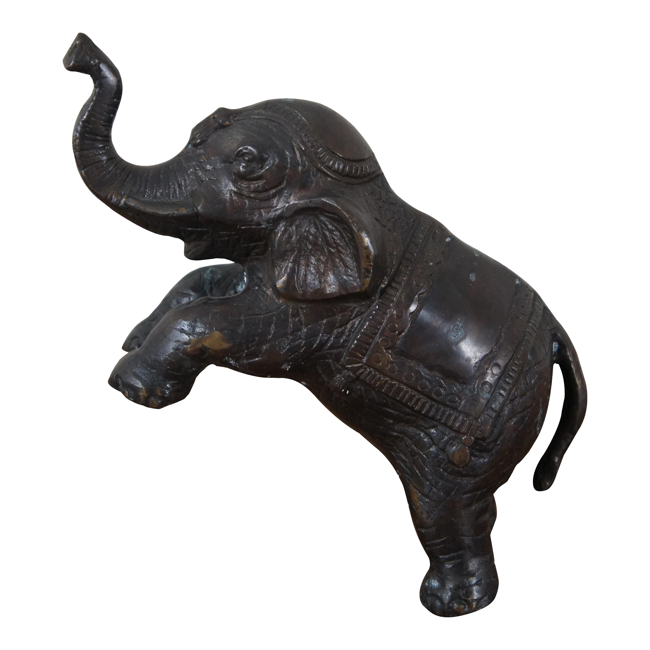 Vintage Late 20th Century Bronze Indian Circus Elephant Figurine