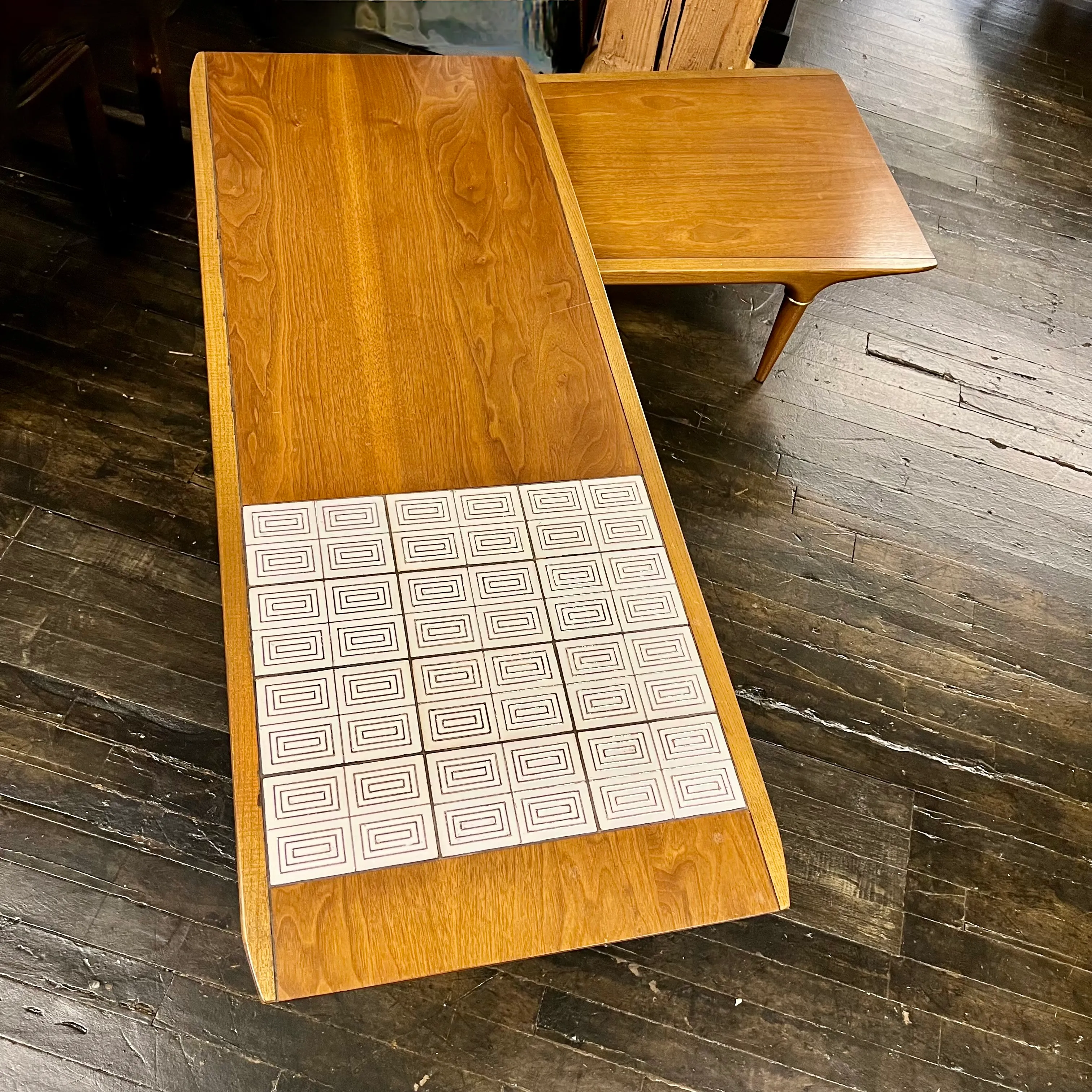 1960s Lane Cosmopolitan Switchblade Coffee Table with Tile Inserts