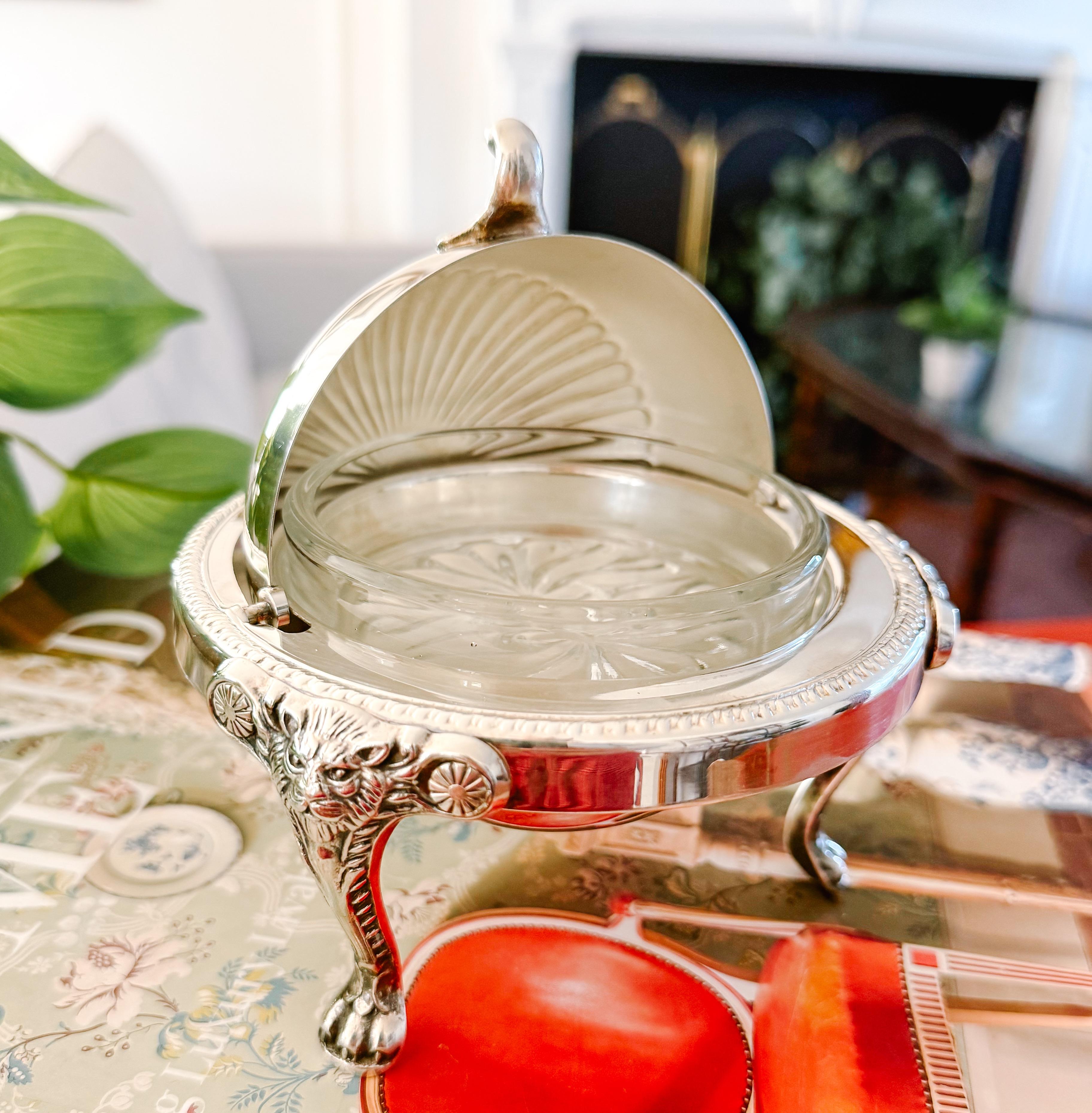 Early 20th Century American Rogers Silver-Plated Roll Top Caviar
