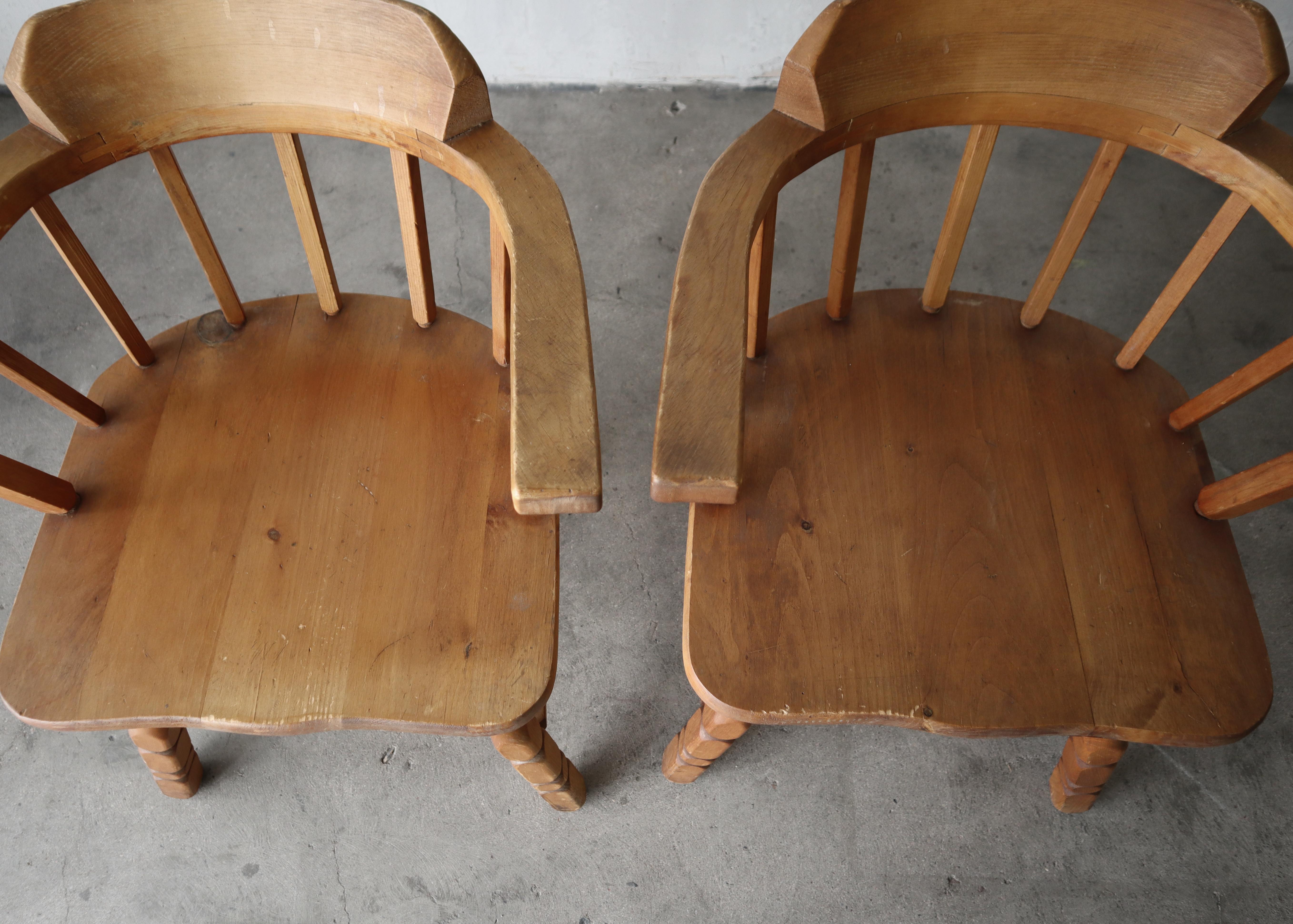 Pair of Antique Wooden Barrel Arm Chairs Chairs Chairish