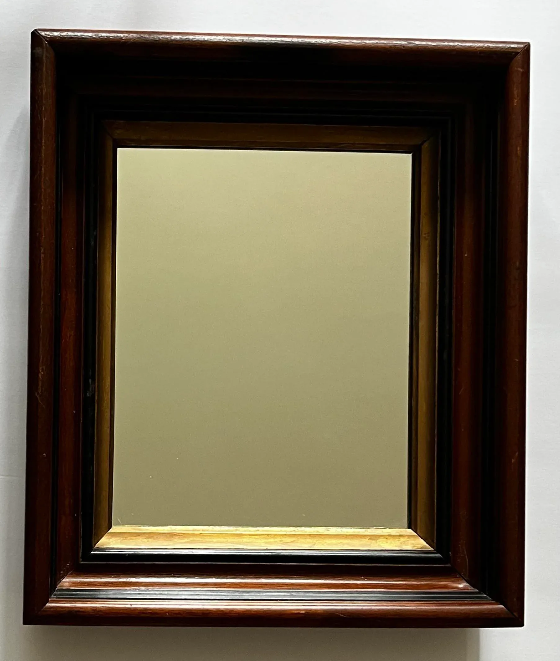 Antique Mahogany Shadow Box Frame With Mirror