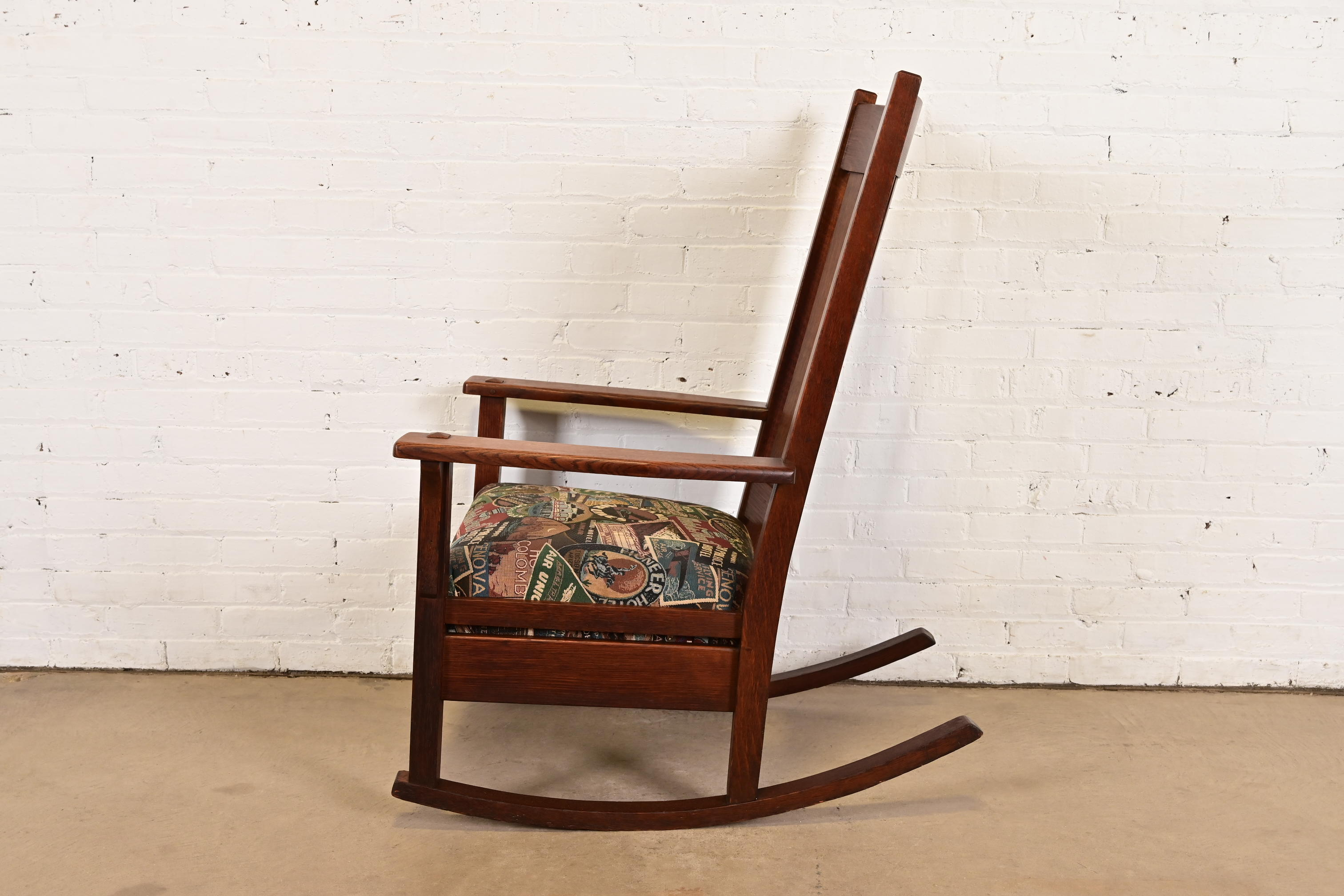 J. M. Young & Sons Antique Mission Oak Arts & Crafts Rocking Chair, Circa 1900