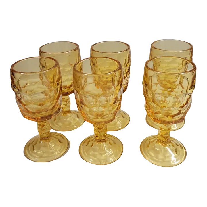 1960's Amber Wine Glasses by Viking Glass Company Set of 6