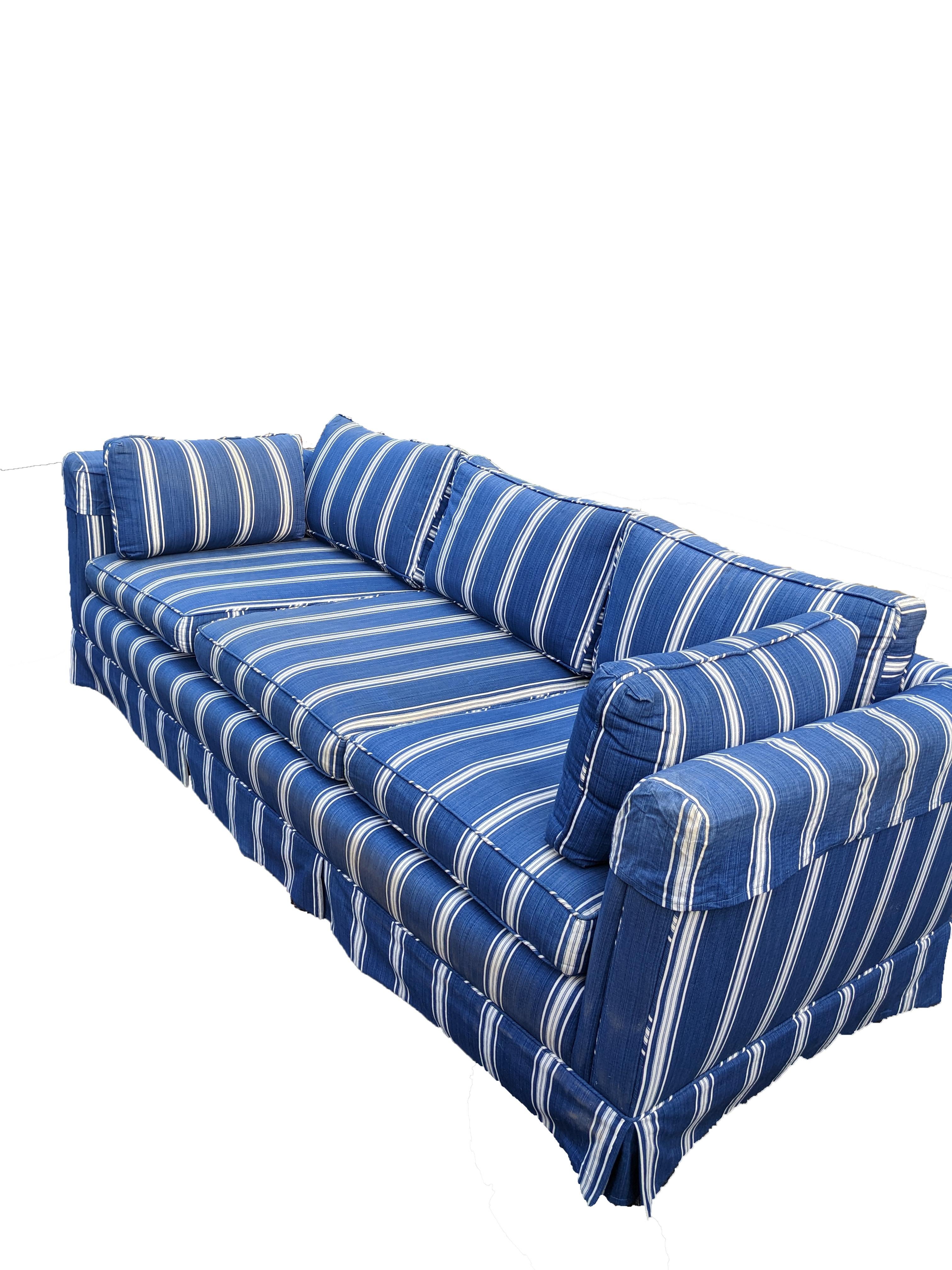 Blue And White Striped Sleeper Sofa Baci Living Room
