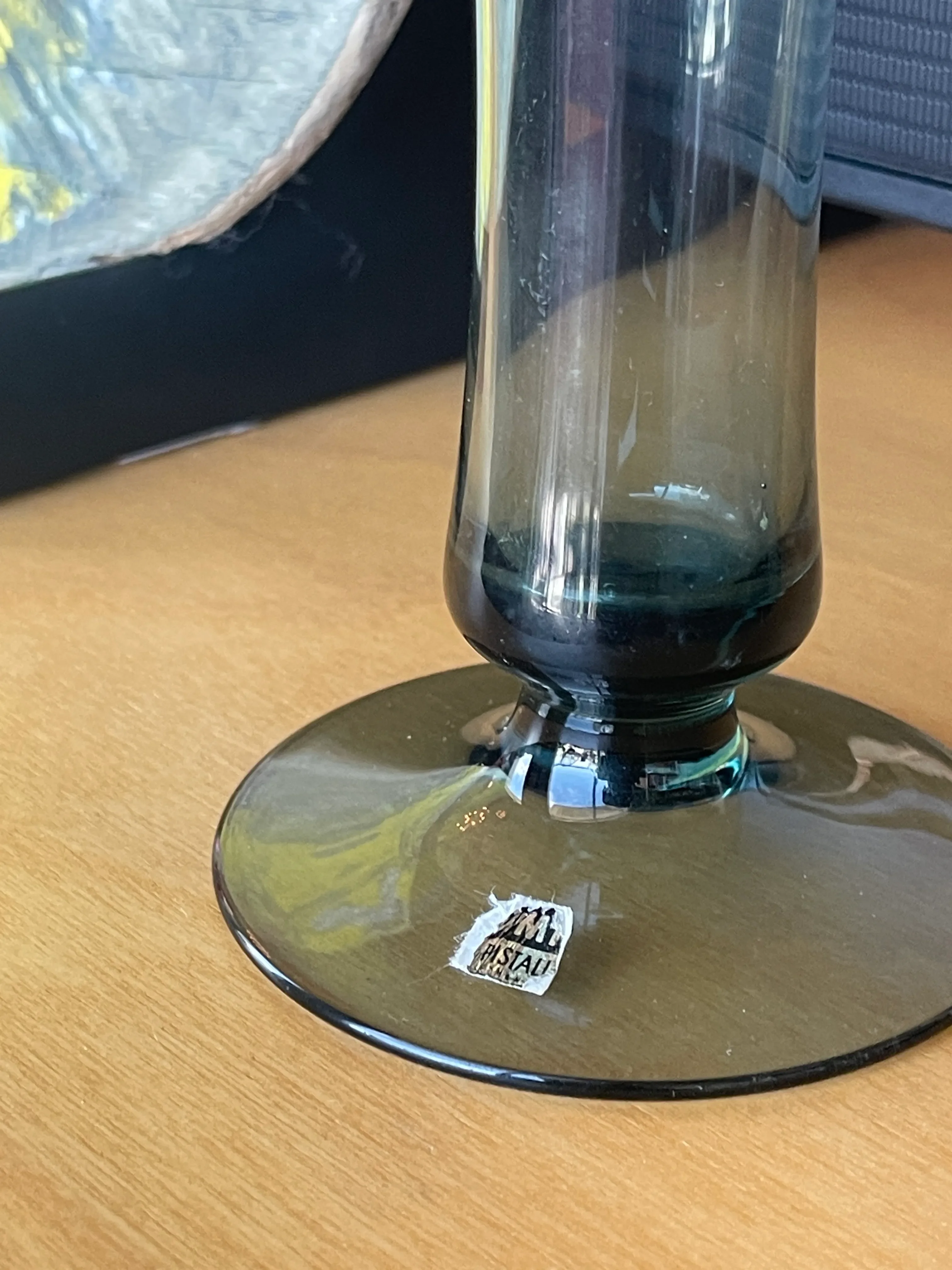1950s Wilhelm Wagenfeld Marked Tourmaline Glass Vase Wmf Wvz 453