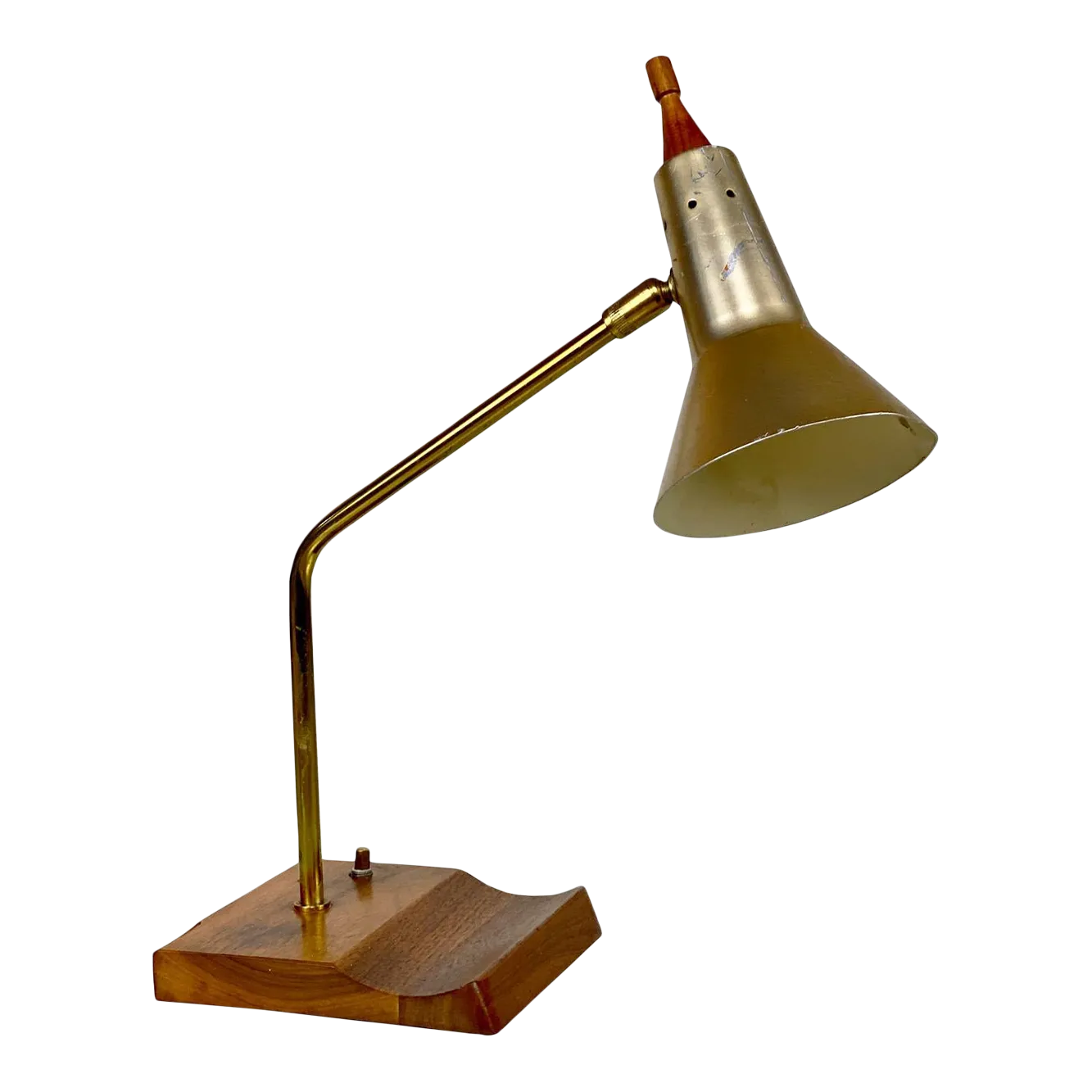 MidCentury Modern Walnut & Brushed Gold Desk Lamp Chairish