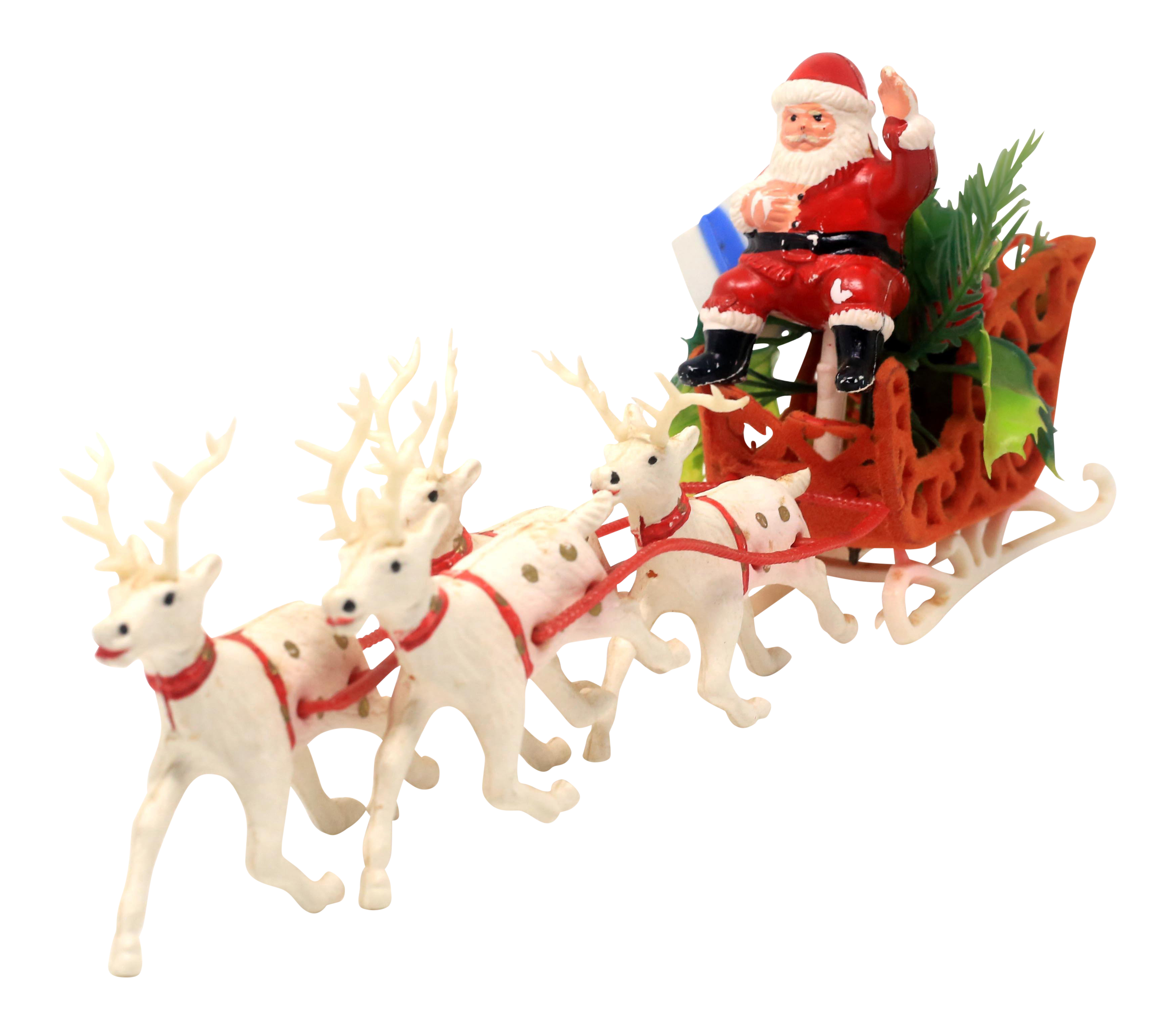 Vintage 1950s Santa And Reindeer Sleigh Table Topper Decor Chairish