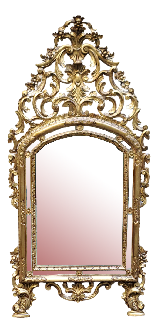 Antique Mirror with Wooden Frame | Chairish