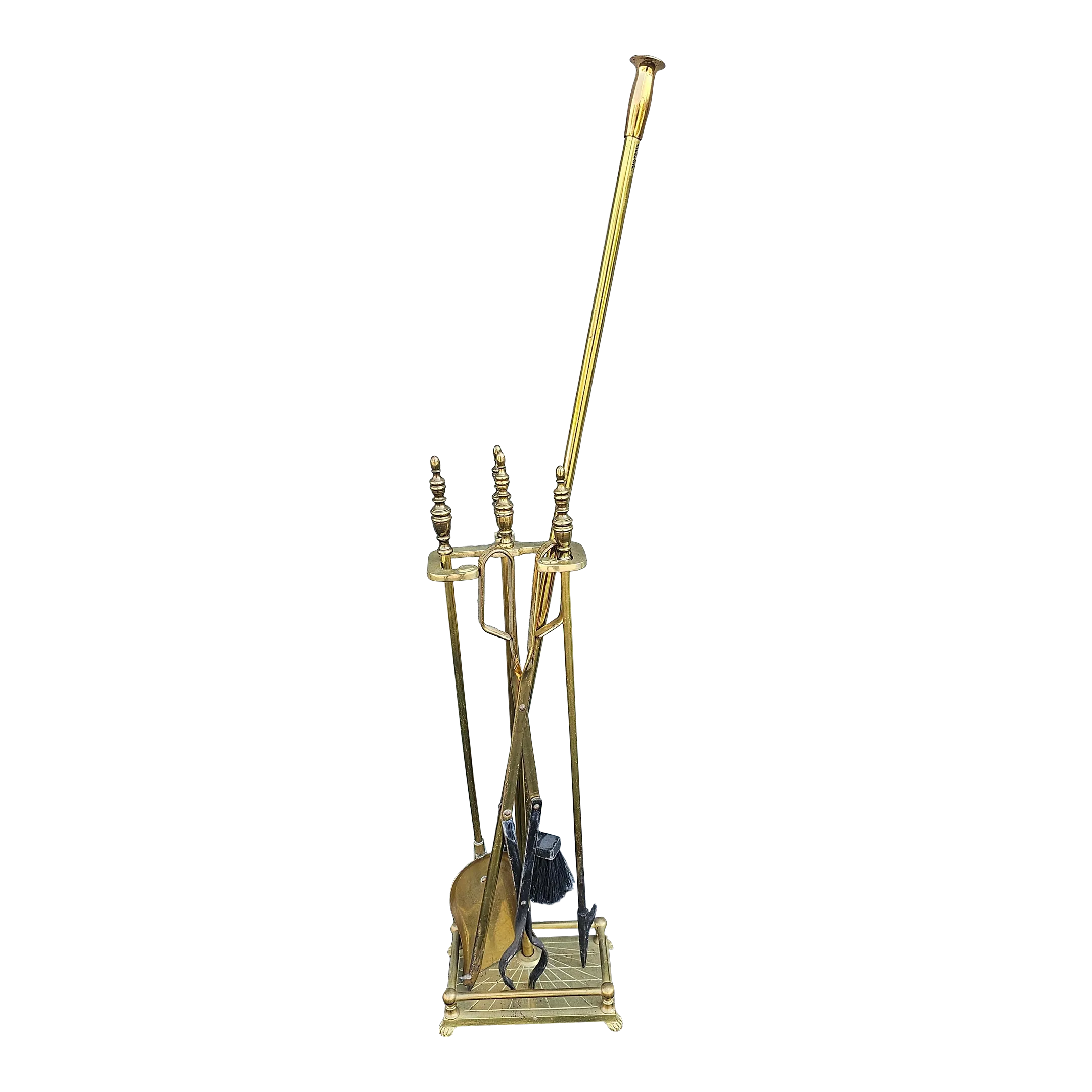 Mid-Century American Federal Style Brass Fireplace Tools Set of 6