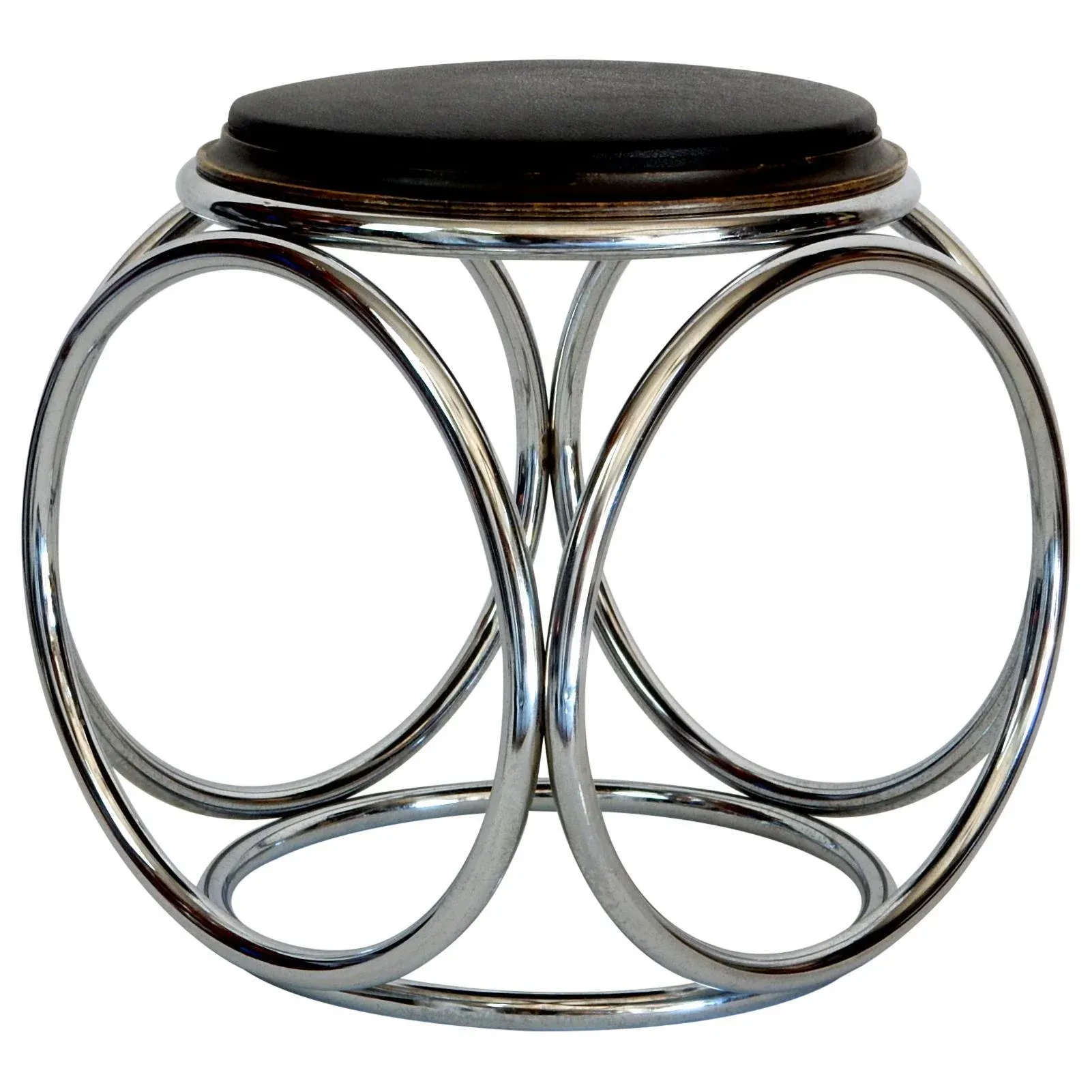 French Art Deco Jean-Pierre Laporte Design Tubular Circle Stool or