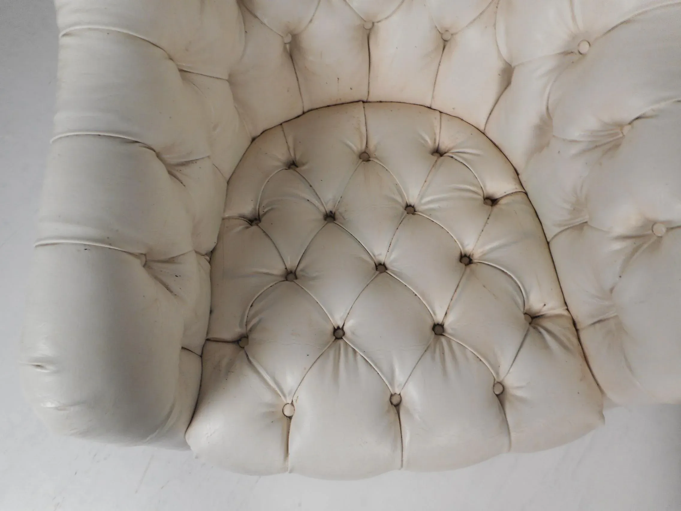 Vintage Modern Tufted Vinyl Lounge Chairs - a Pair
