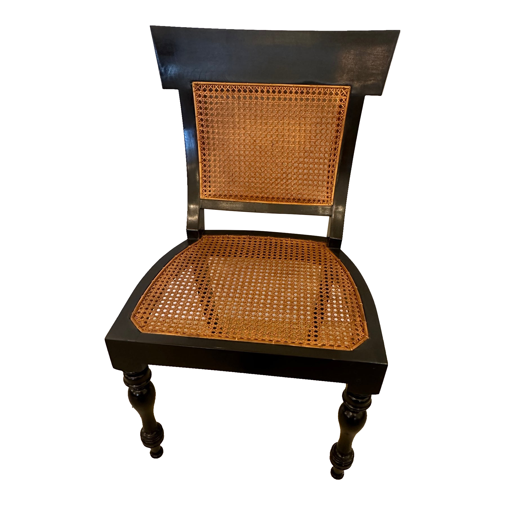Vintage Black and Rich Brown Caned Desk Chair Chairish