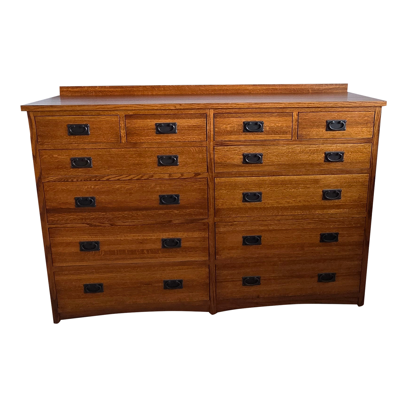 Cedar Lined Mission Oak Chest Dresser & Mirror
