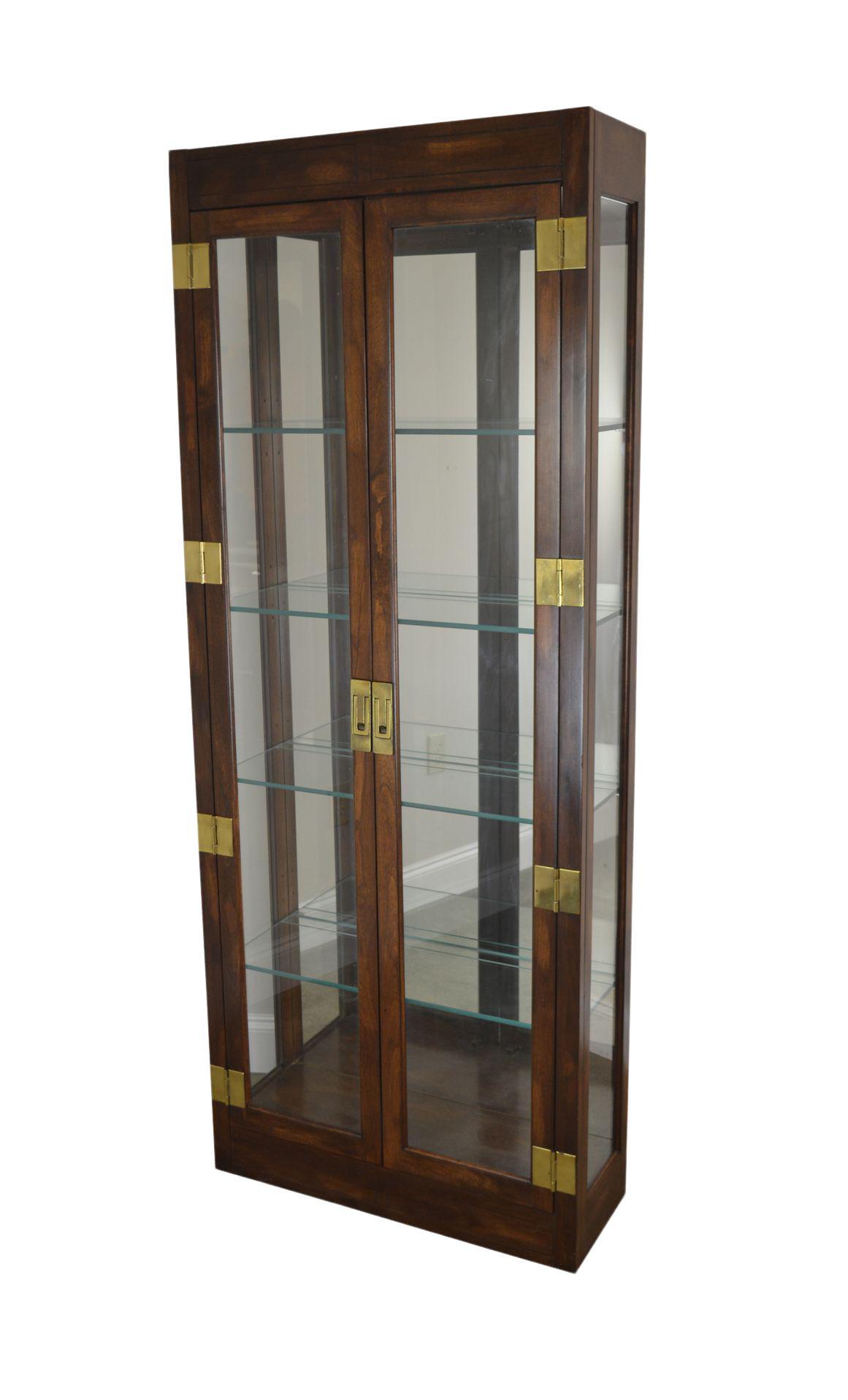 Campaign Style Vintage Narrow Tall Curio Display Cabinet Chairish
