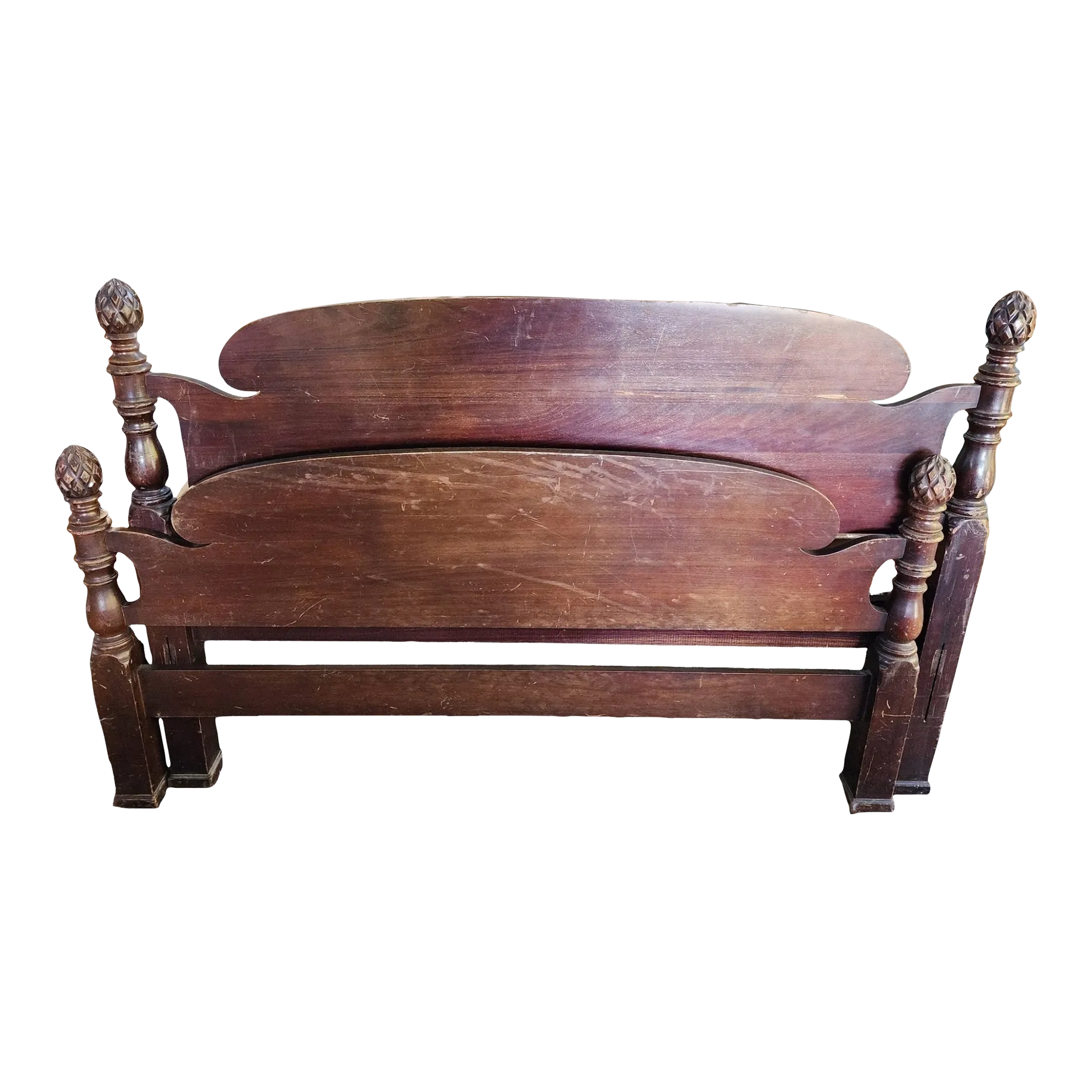 Vintage Pineapple Finial FullSized Headboard and Footboard for