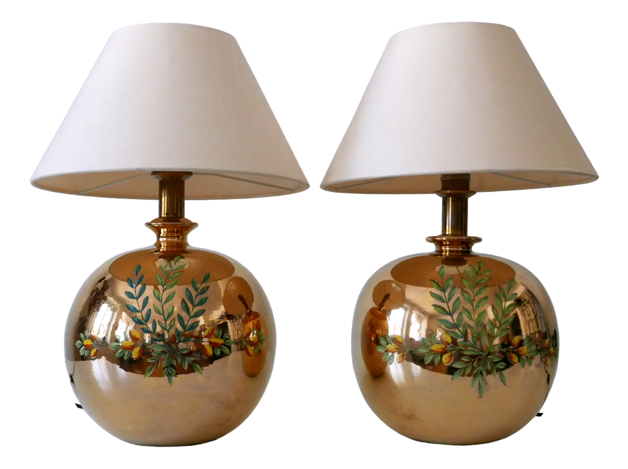 Mid-Century Modern Massive Brass Side Table Lamps by Arte Lumen, 1970s, Set of 2