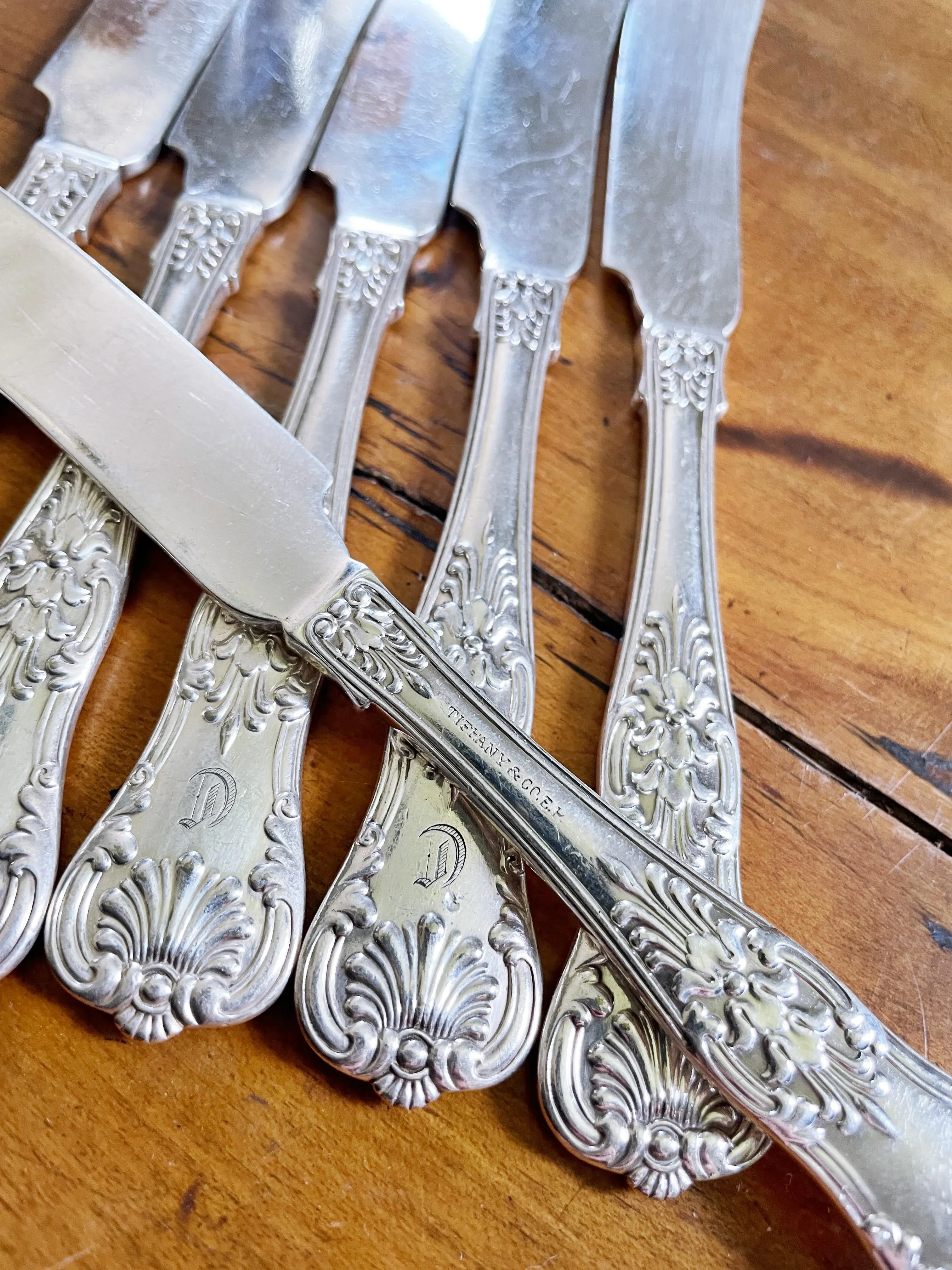 Late 19th Century Antique Silver Plated Tiffany & Co Fish Knives