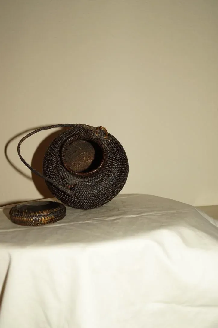 14’ TrampolineEarly 20th Century Vintage Filipino Ifugao Ulbong Rice Basket Hand Woven Bamboo