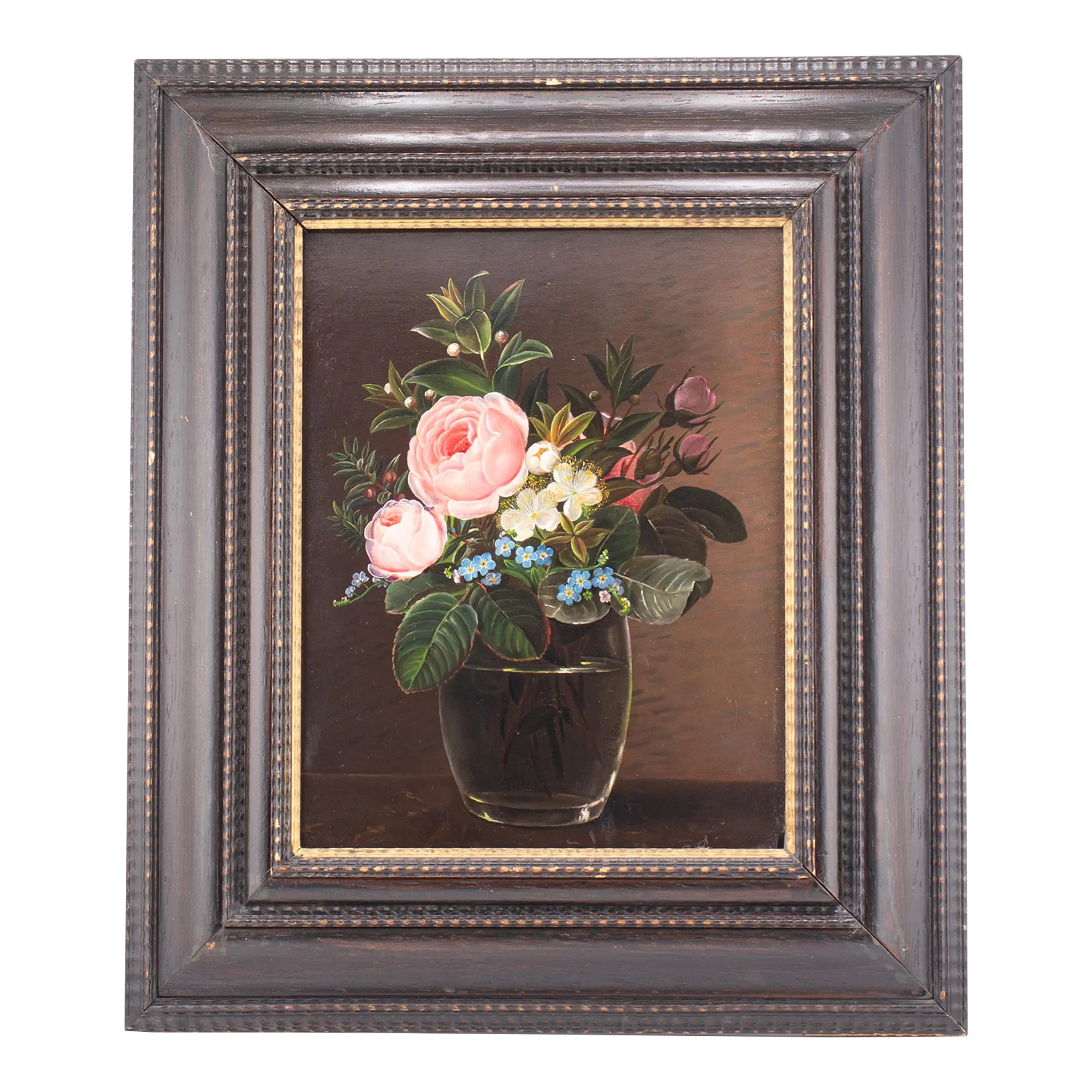 Still life(midium) Board Oak on Oil Life Still Composition Floral Century 19th Early フランス　花瓶 花瓶・フラワースタンド
