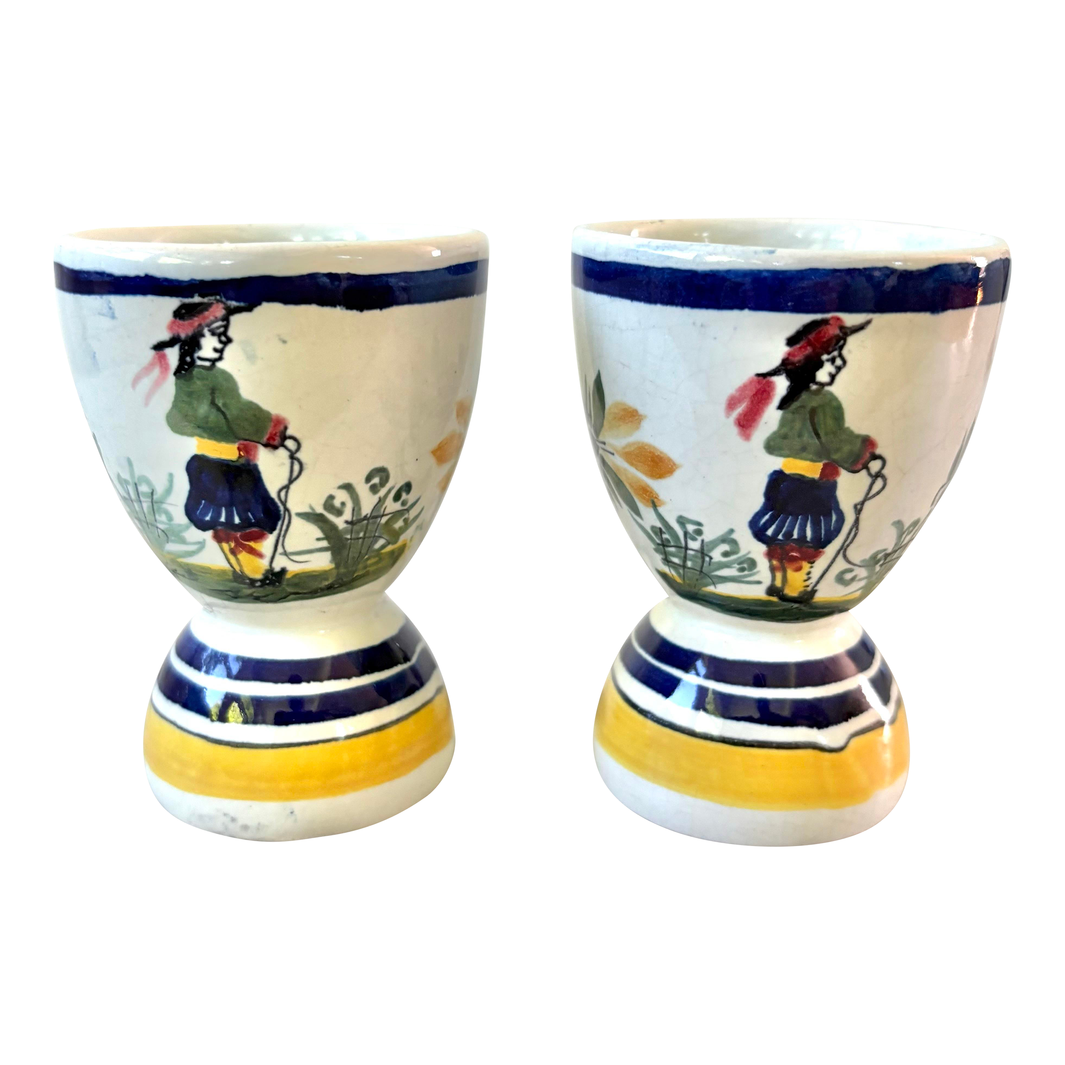 Henriot Quimper Egg Cup, French Pottery From Brittany, France